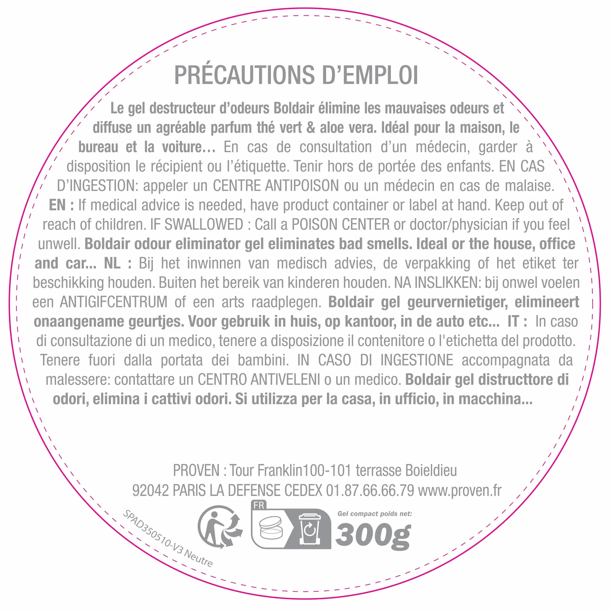 Boldair Gel Destructor de Olores 300 g