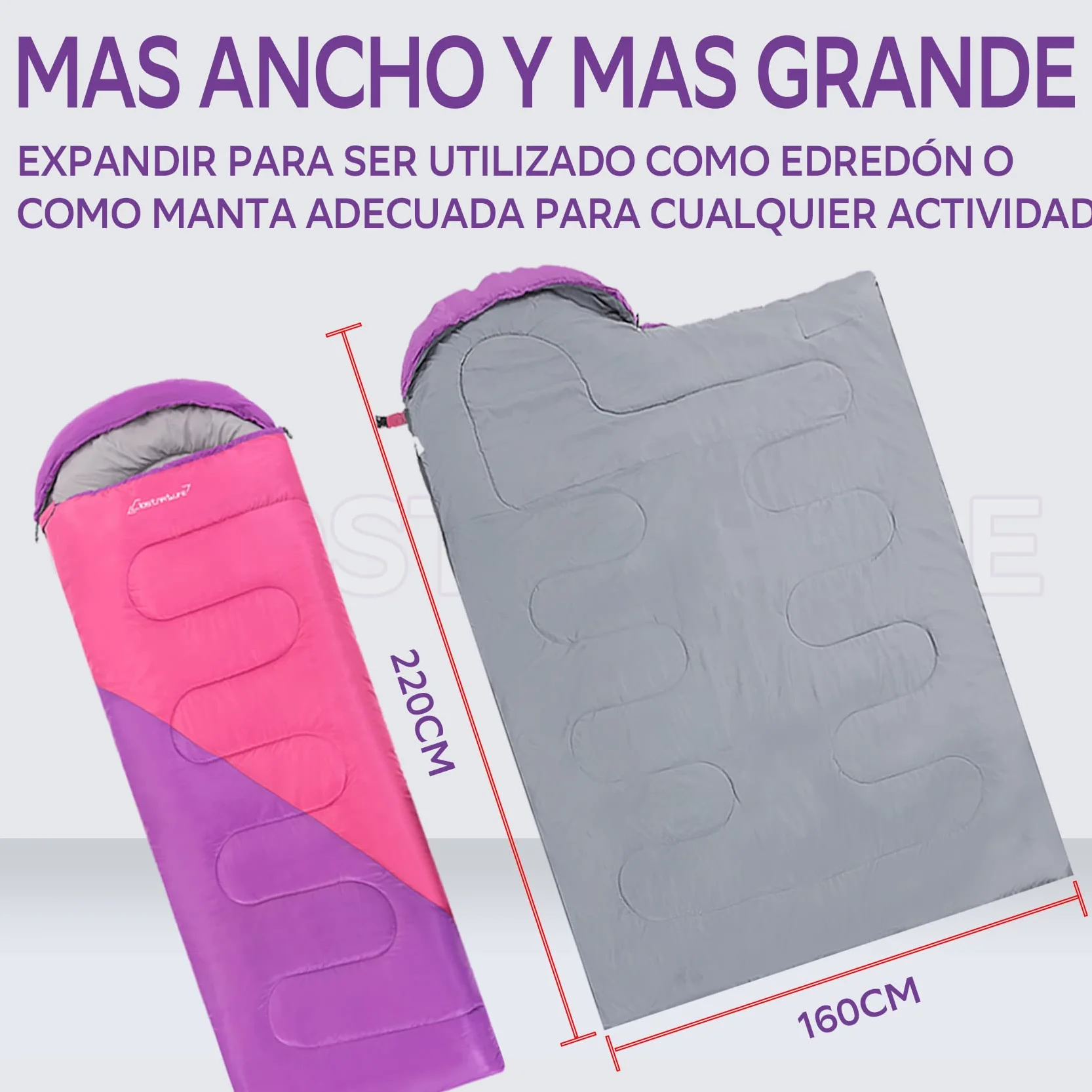 Clostnature Saco de Dormir Ligero para Acampar - Saco de Dormir Rectangular Casual al Aire Libre con Tamaño de Paquete Pequeño para Adultos, Mujeres, Senderismo de Deportes (Cremallera Izquierda)