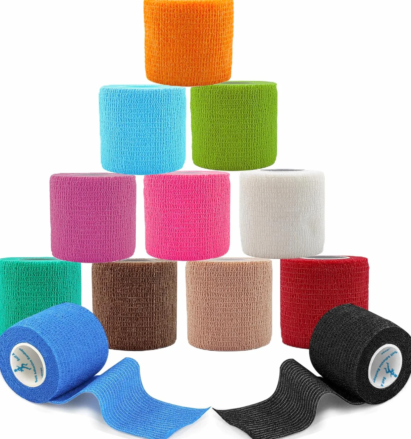 ANAMPION Venda Cohesiva 12 Rollos 5cm x 4.5m Cinta Adhesiva Deportiva Tape Cohesivo