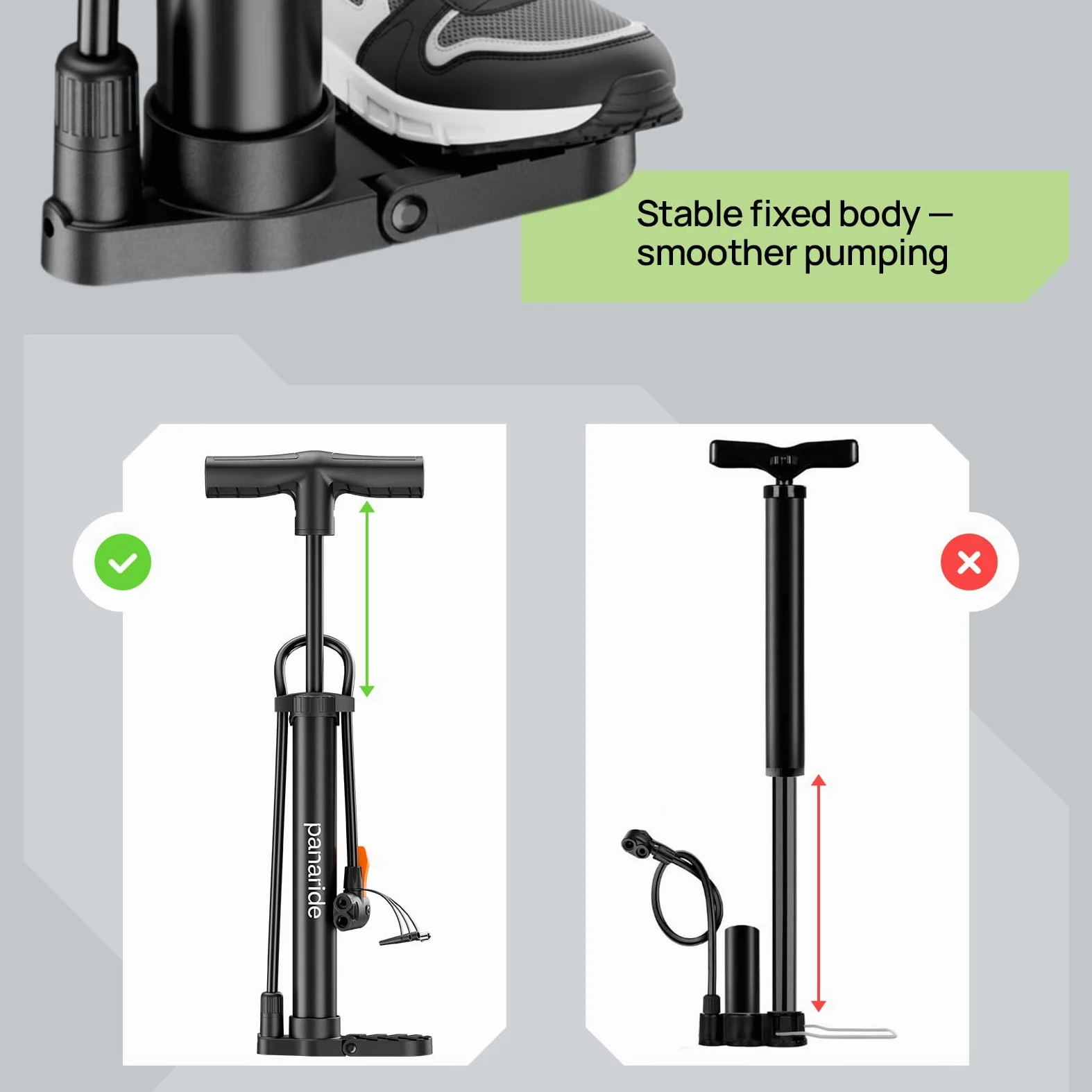 Bomba de suelo para bicicleta, inflador avanzado de neumáticos de bicicleta, bomba de aire manual para bicicleta con válvulas Presta y Schrader dobles, bomba de mano para bicicleta, adecuada para