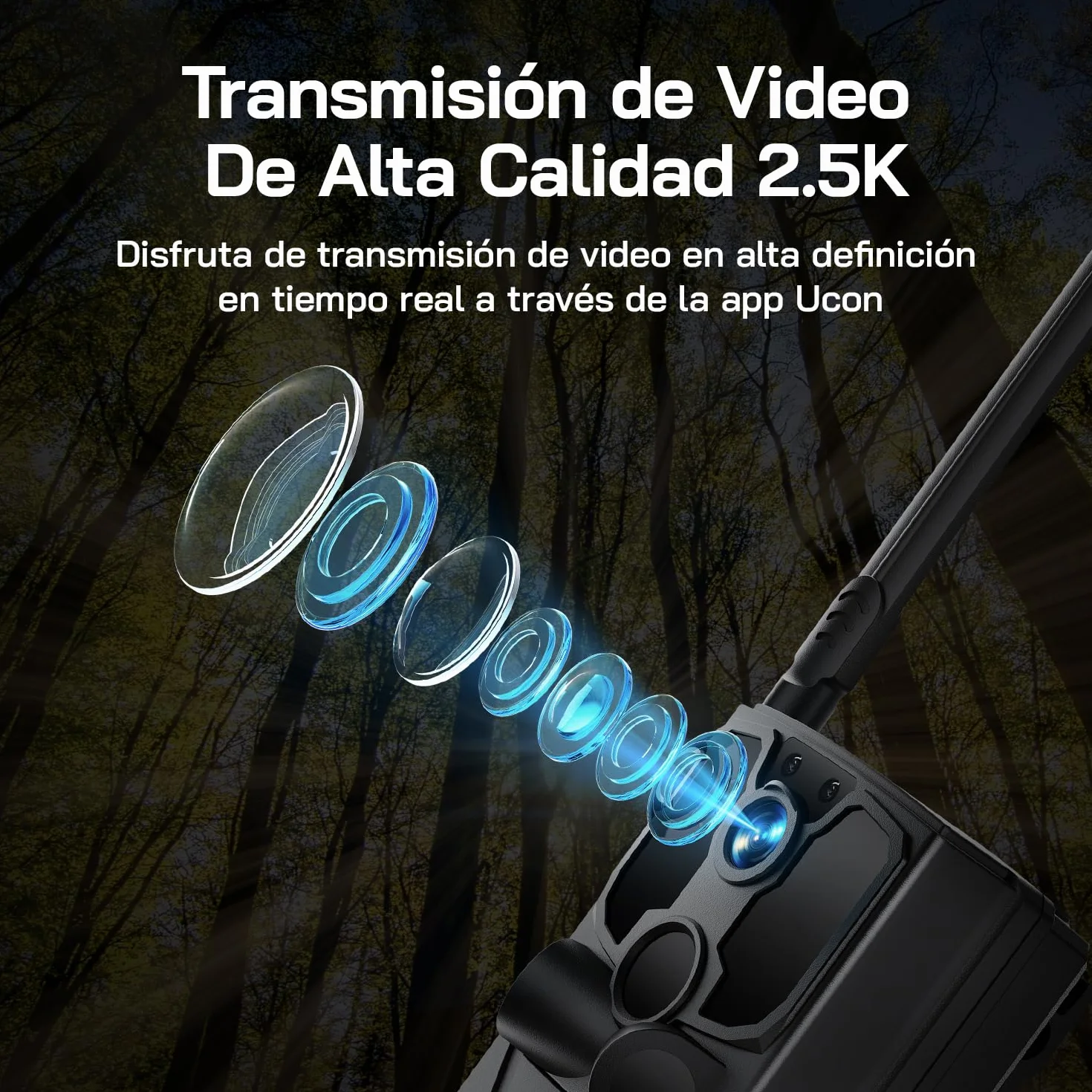 WOLFANG Cámara de Caza Solar, 4G LTE Camara Fototrampeo 2.5K con Detección PIR Nocturna por Infrarrojos Invisible, Alerta, Audio Bidireccional, IP66 para Vida Silvestre y Monitoreo de Seguridad, negro