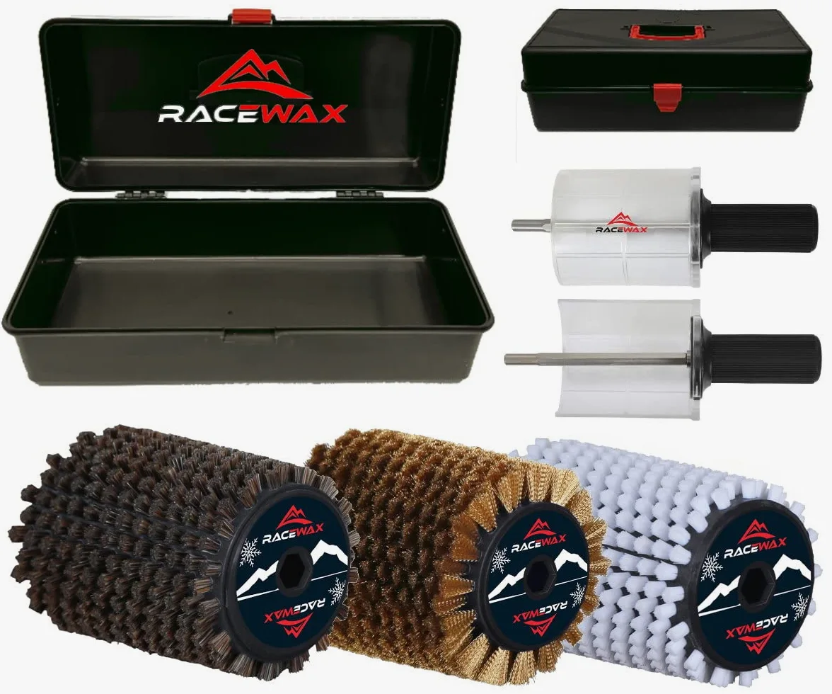 RaceWax Juego de cepillo Roto de 100 mm, nailon, pelo de crin, cobre, cepillo de rotor