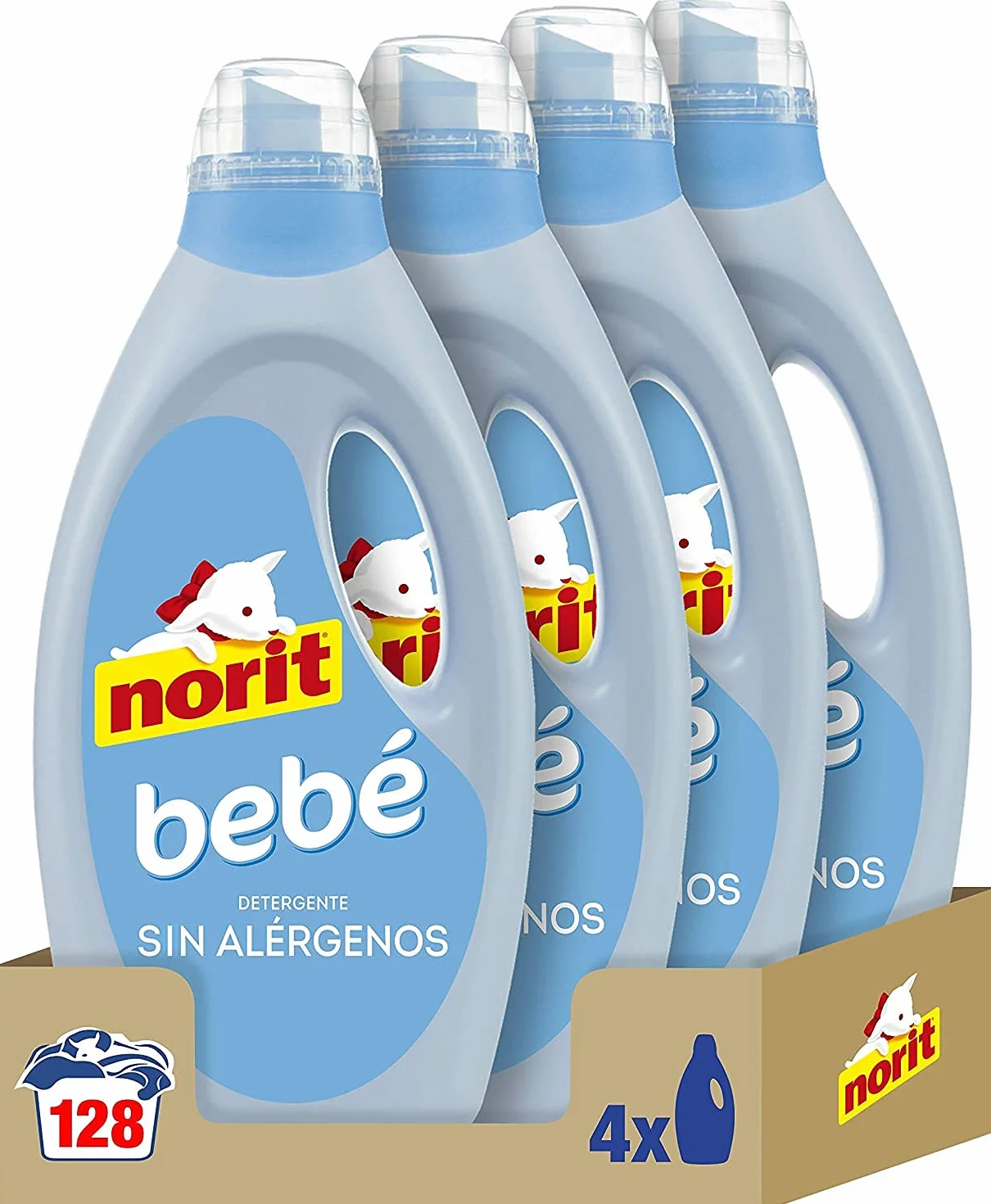 NORIT Bebé Detergente Líquido para Ropa de Bebé Pieles Sensibles Pack 4x1125 ml 4500 ml