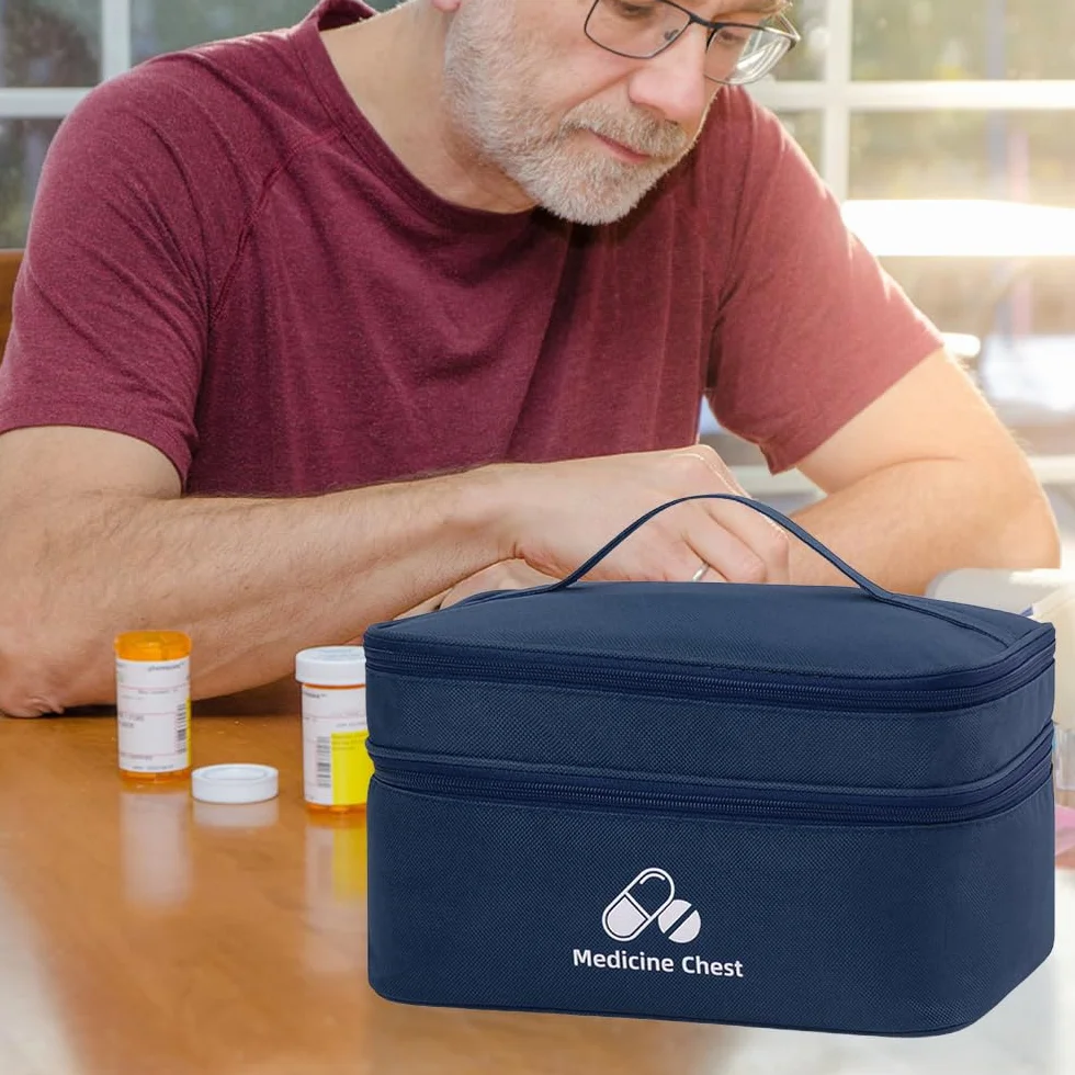 Botiquín de Primeros Auxilios Impermeable Portátil Gran Capacidad Bolsa Almacenamiento Medicamentos