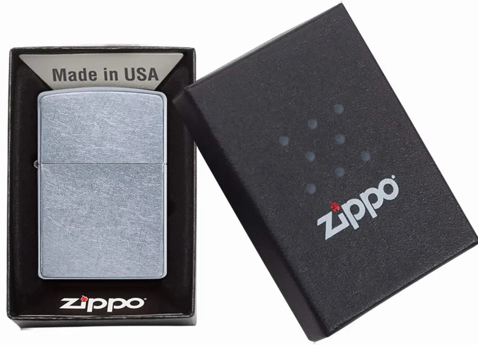 Zippo Encendedor a Prueba de Viento Street Chrome Recargable Estuche de Regalo Metal