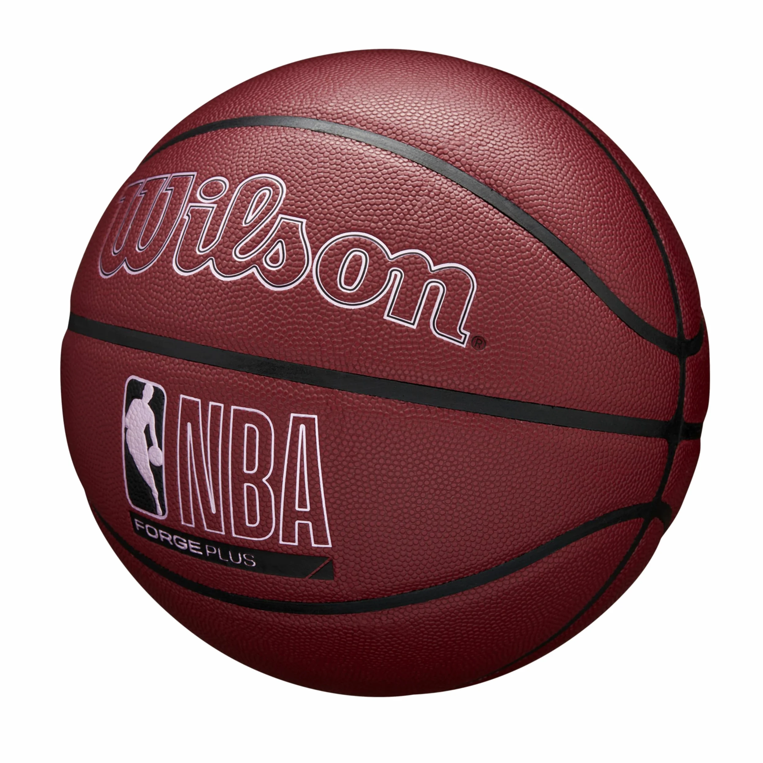 Wilson NBA Forge Plus Balón de Baloncesto para Interiores y Exteriores, Granate, tamaño 7-29.5 Pulgadas