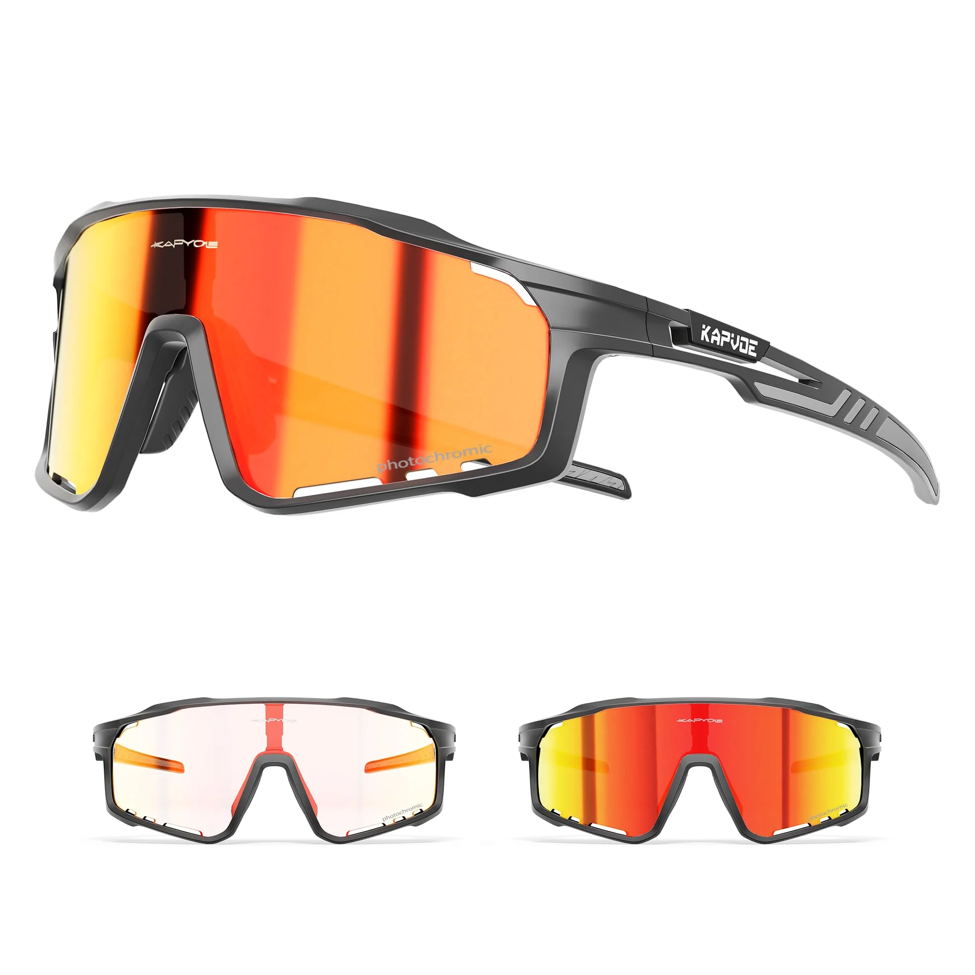 KAPVOE Gafas de Ciclismo Hombre Mujer K76 | Montura TR90, almohadilla nasal ajustable para ciclismo.