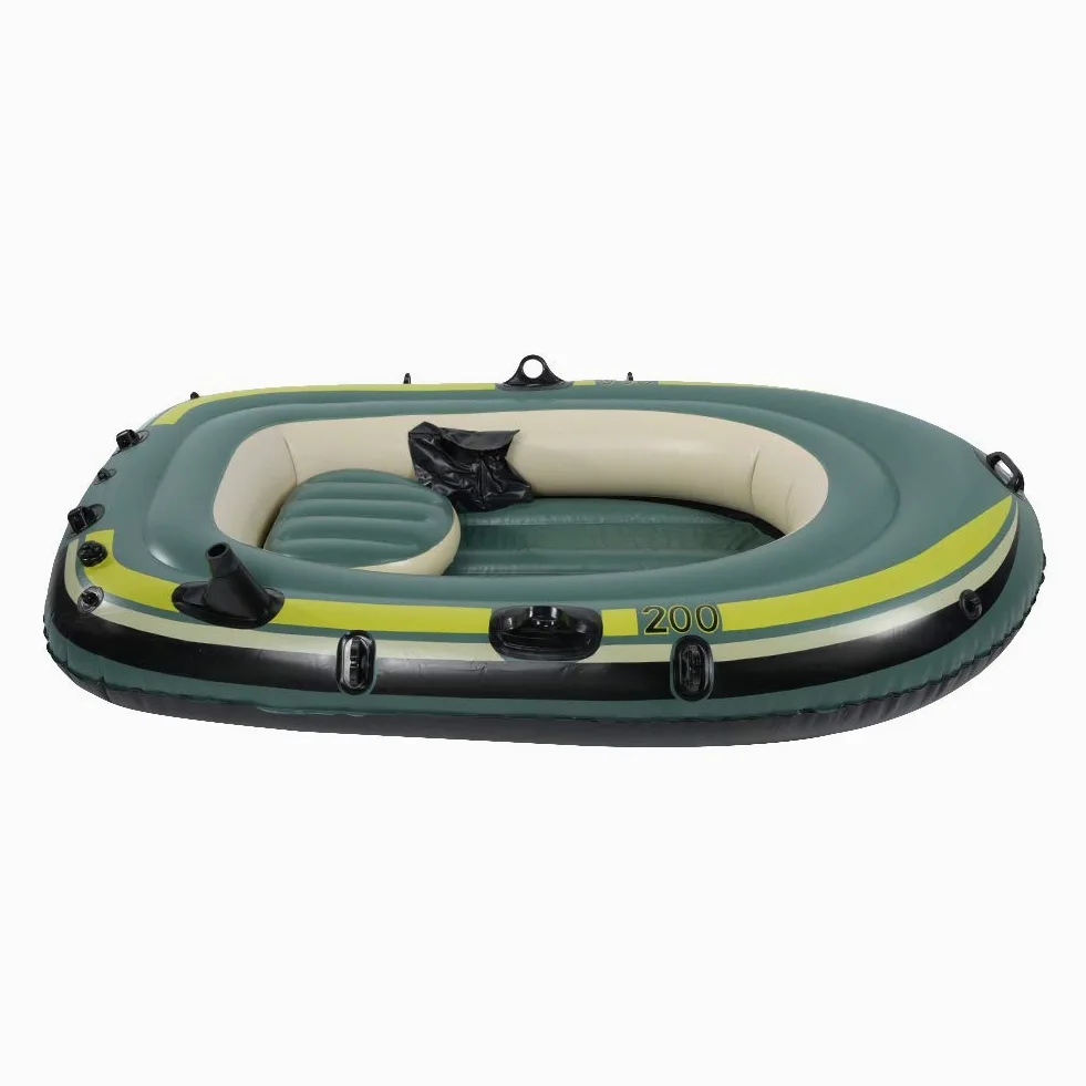 Kayak Inflable para Dos Personas, Material de PVC Verde para Fácil Almacenamiento y Transporte, Adecuado para Pesca y Buceo