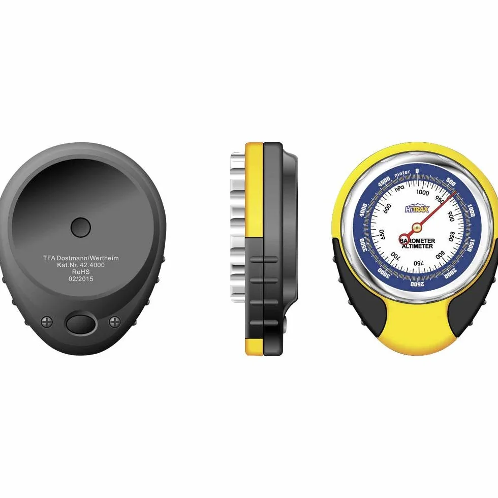 TFA Hitrax Globe Altímetro mecánico, 5000 Metros, Unisex, Negro/Amarillo, L 68 x B 28 x H 85 mm