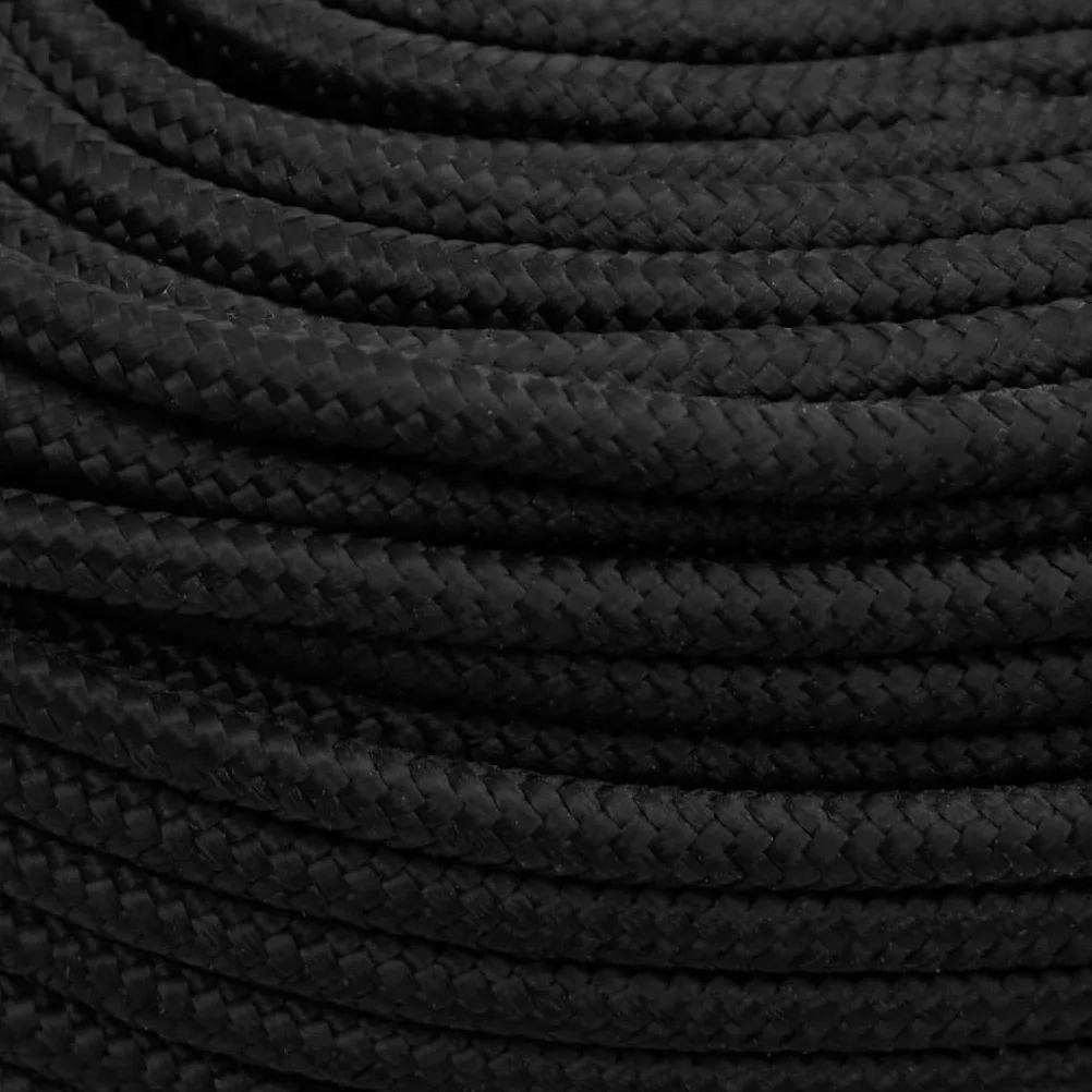Cuerda de polipropileno negra de 10 mm 100 m para yate, barco, amarre, amarre, para exteriores, camping, amarre
