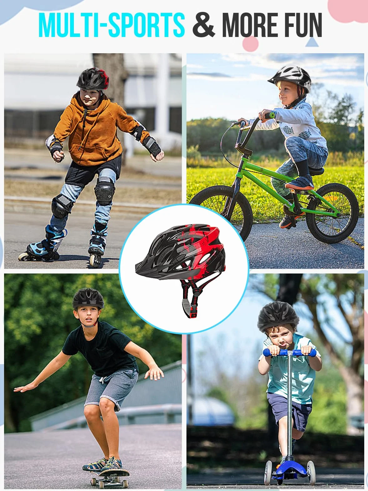 Casco de bicicleta para niños, casco RaMokey para niños y niñas