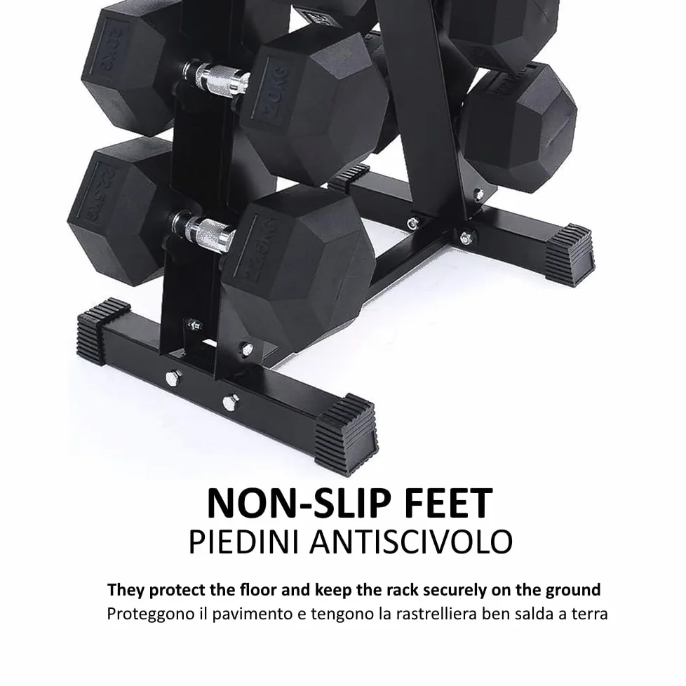 Soporte para mancuernas con forma de pirámide, para gimnasio, de acero, para ahorrar espacio, rack vertical robusto para el gimnasio