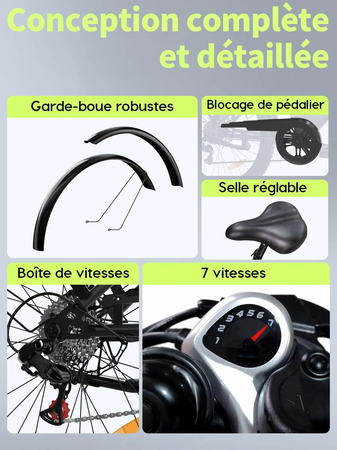 Bicicleta eléctrica de 26" para Mujer, Motor 250W, batería 36V 13Ah, autonomía hasta 100 km, Frenos de Disco mecánicos, suspensión Delantera, 7 velocidades
