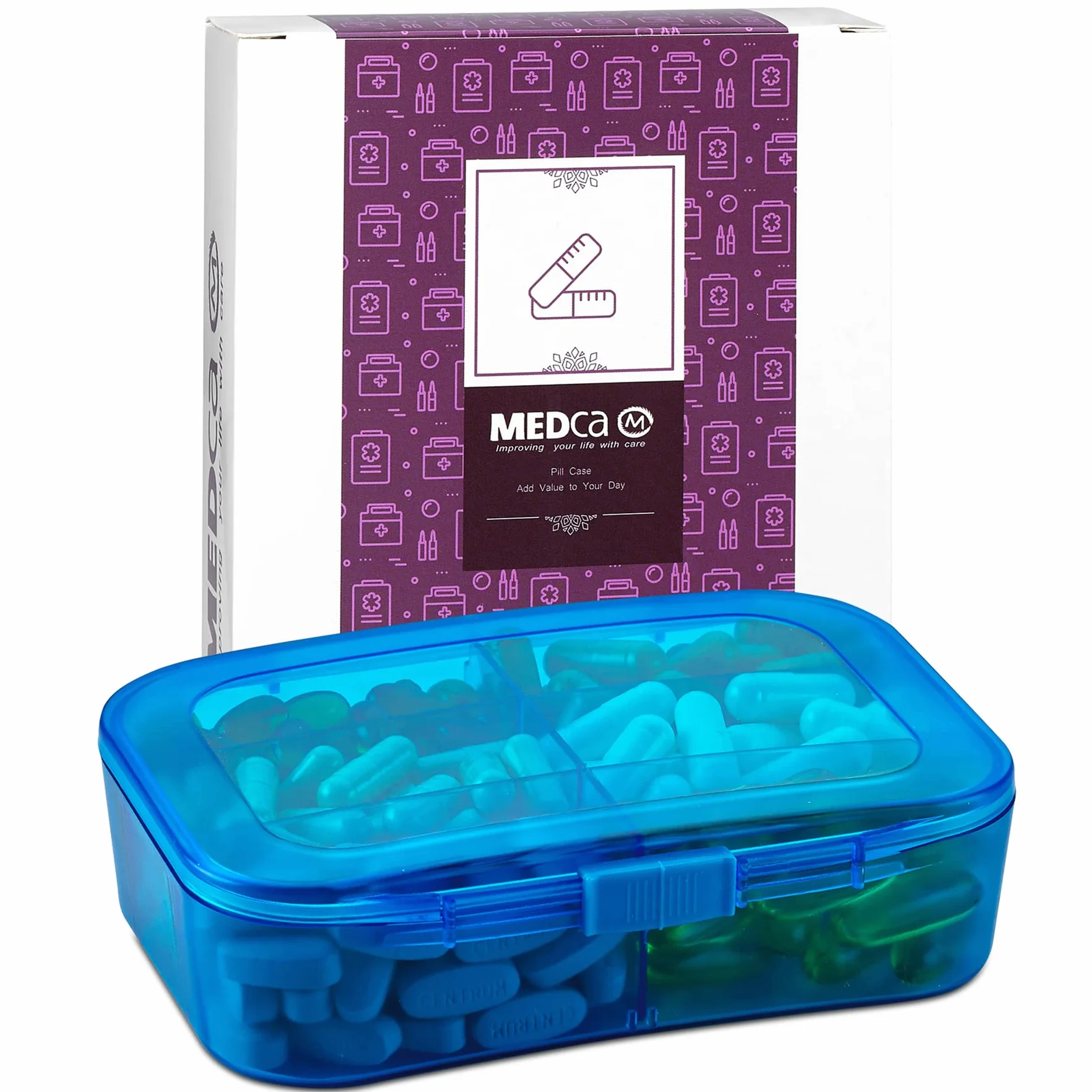 MEDca Organizador de Vitaminas Pastillas 6 Compartimientos Diario