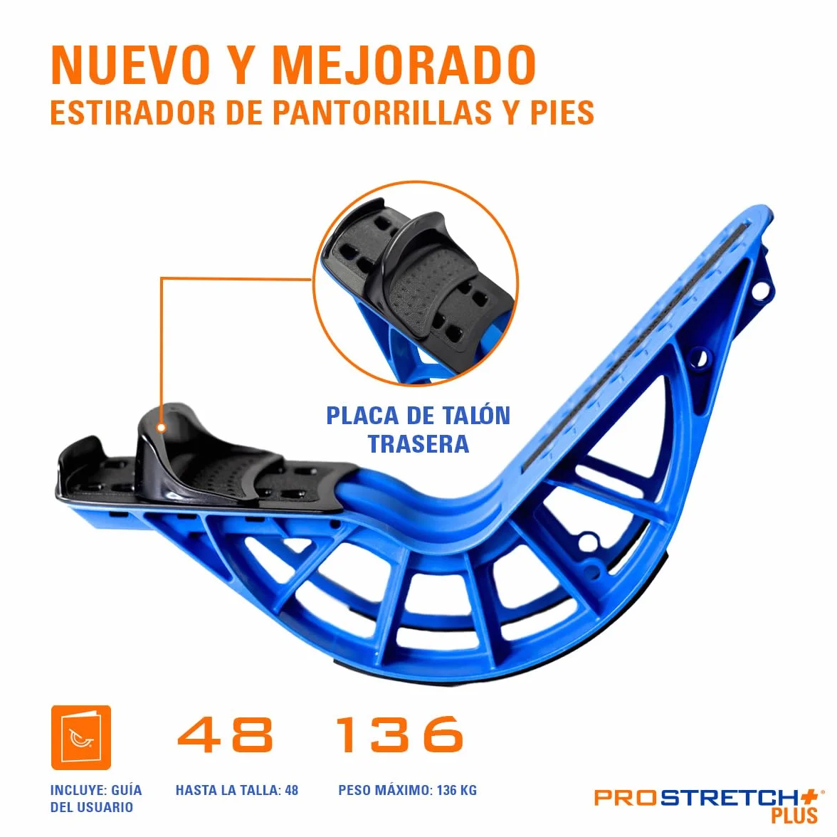 ProStretch – Dispositivo de Estiramiento Plus para Pantorrillas y Pies – Alivia la Fascitis Plantar, Tendinitis del Tendón de Aquiles – Soporte de Pie y Reposapiés Ajustable – Plantar Fasciitis