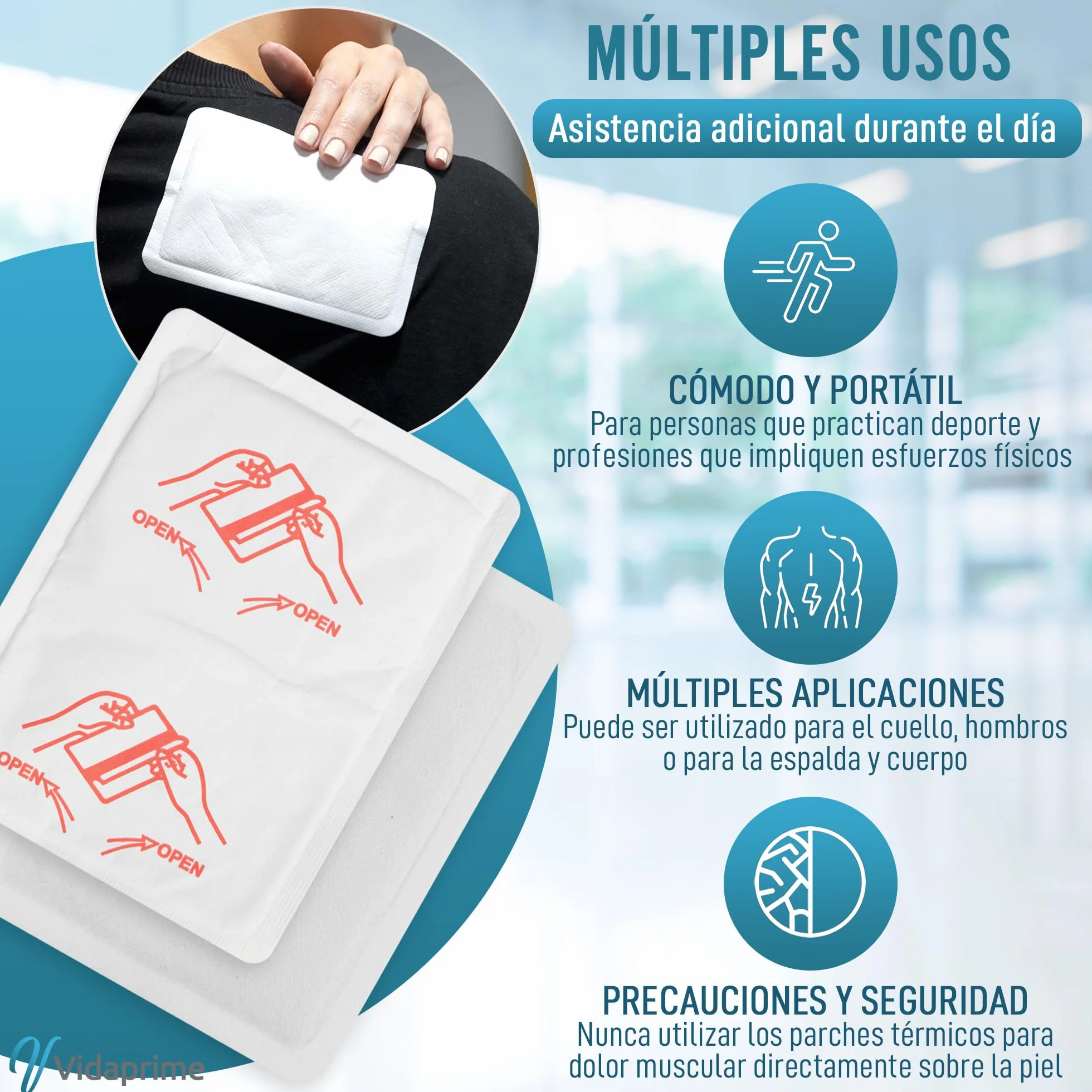 Parches de Calor para la Espalda Cuello y Hombros Pack x10 Alivio Dolor Muscular 24 Horas