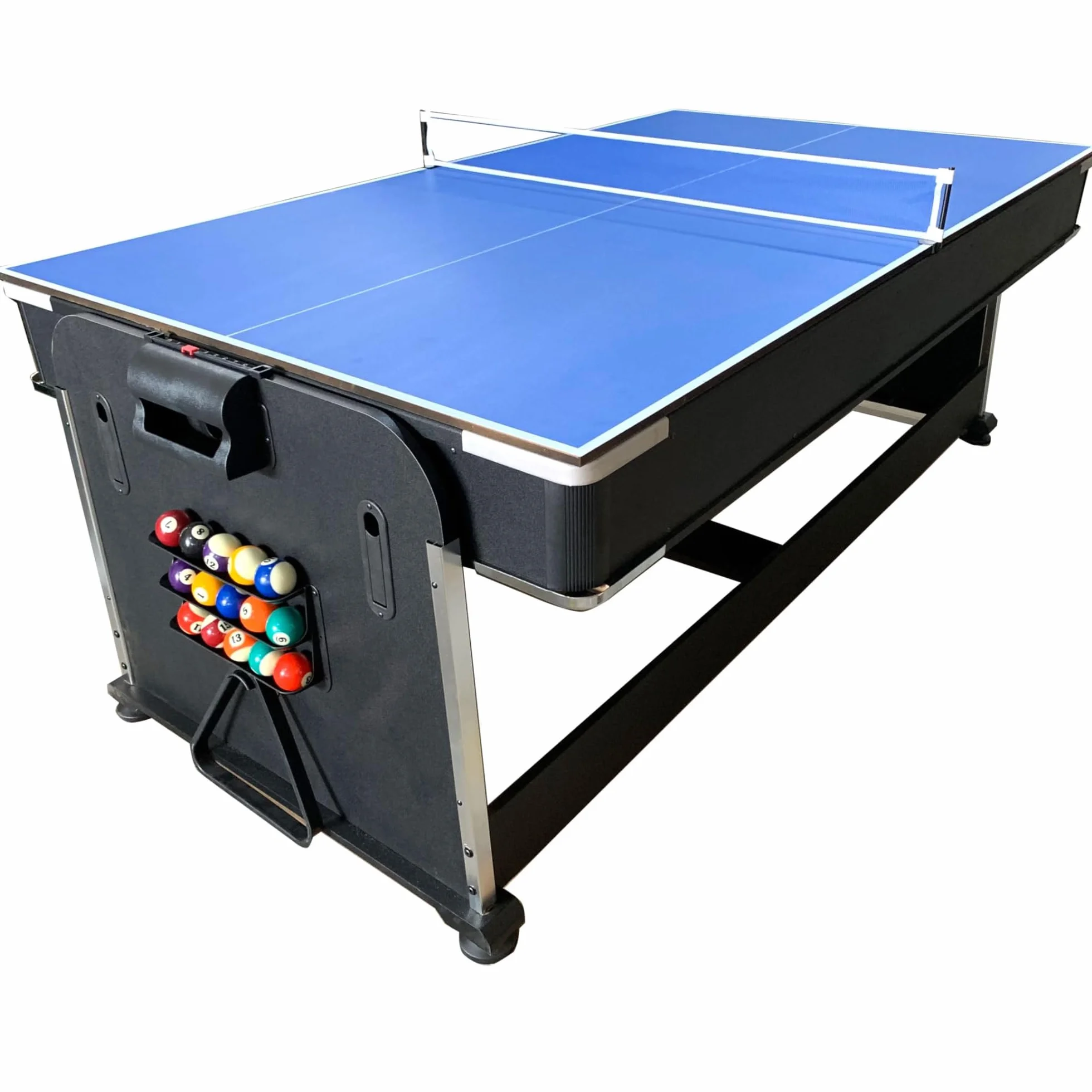 DEVESSPORT Multijuego Giratorio 4 en 1 Olimpus Mesa de Billar Air Hockey Ping-Pong Mesa de Comedor 203.5x112x81 cm