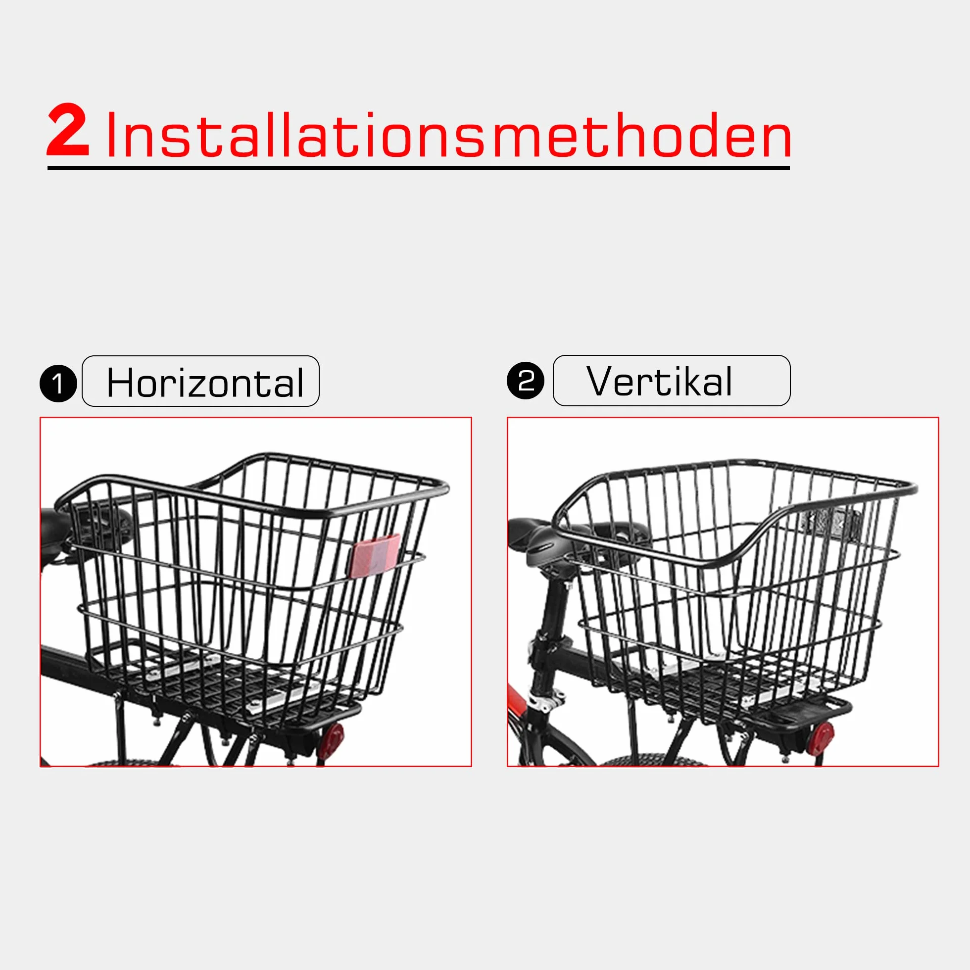 Cesta Trasera Bici Desmontable 20L con Accesorios de Montaje Red de Equipaje y Reflector Que se Adapta a la Mayoría de Los Portabicicletas Traseros