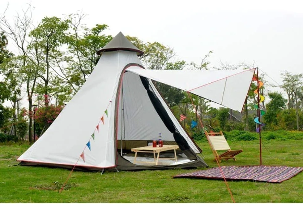 TentHome Tipi - Tienda de campaña para camping al aire libre, senderismo, caza, 380 cm, 380 cm, 12,5 pies, doble capa, para camping, al aire libre