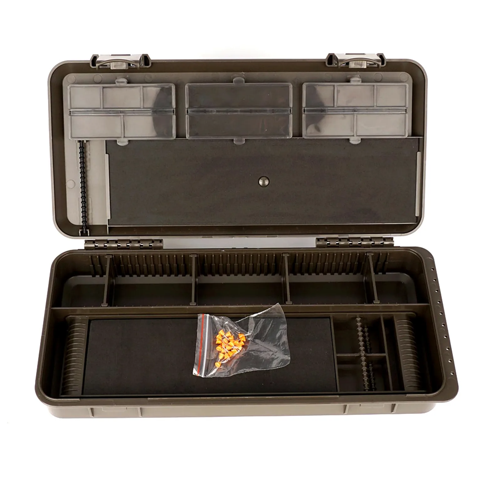 Caja de aparejos de pesca portátil de ABS con múltiples compartimentos para un fácil acceso al gancho y accesorios, organizador de aparejos de pesca, organizador de aparejos de moda europea