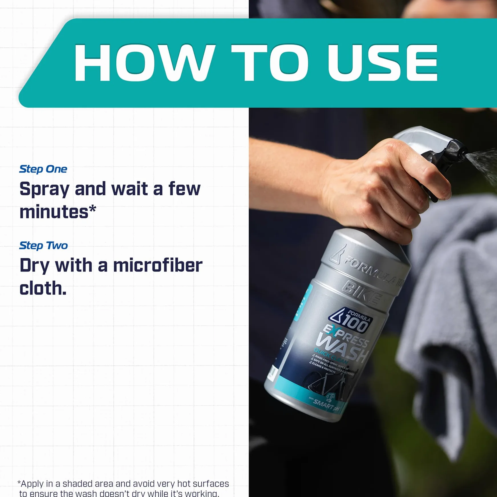 Quick Clean Express - Lavado de bicicletas - Limpieza sobre la marcha para bicicletas y bicicletas eléctricas - Suave, sin esfuerzo, protege y conserva el acabado