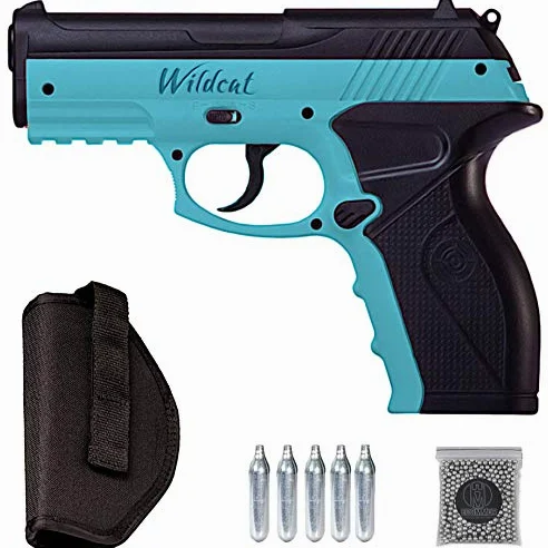 Pistola de balines Wildcat Blue C11 4.5mm CO2 Acero con Holster y munición