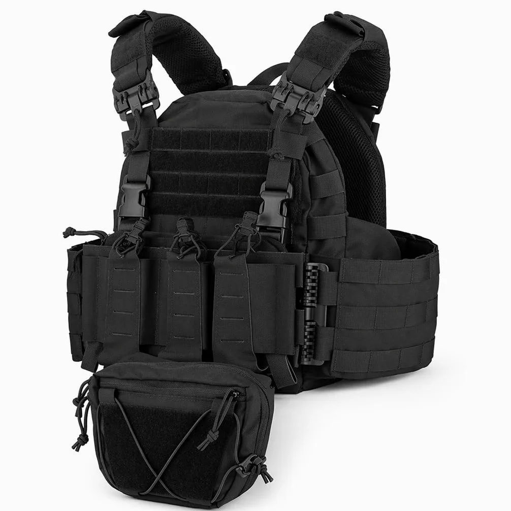 Chaleco Táctico ARC, Tubos Dobles, Liberación Rápida, MOLLE, Panel Triple Mag, Bolsa Desmontable, Cintura Ajustable