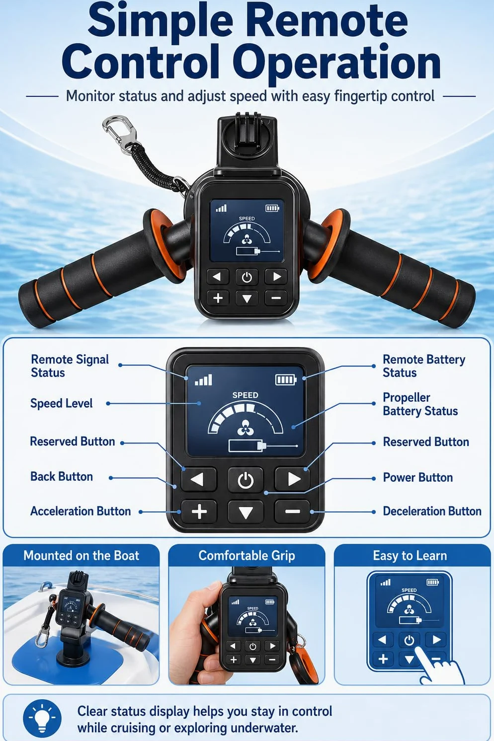 Barco Hinchable a Motor 500w/700w con Scooter Submarino 700W16A | 217 X 116 Cm, Asiento 100 Cm, Altura 25 Cm, 1-2 Personas, 150-220 Kg, Mando, Mango Y Cuerpo Plegable Para Familia