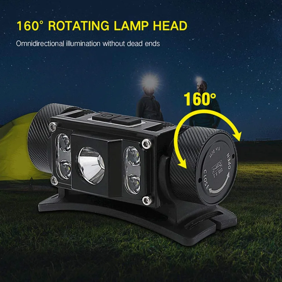 RajoNN Linterna Frontal Led, Linterna Frontal, Resistente al Agua, para Acampar, Pescar, lámpara Led para Cabeza
