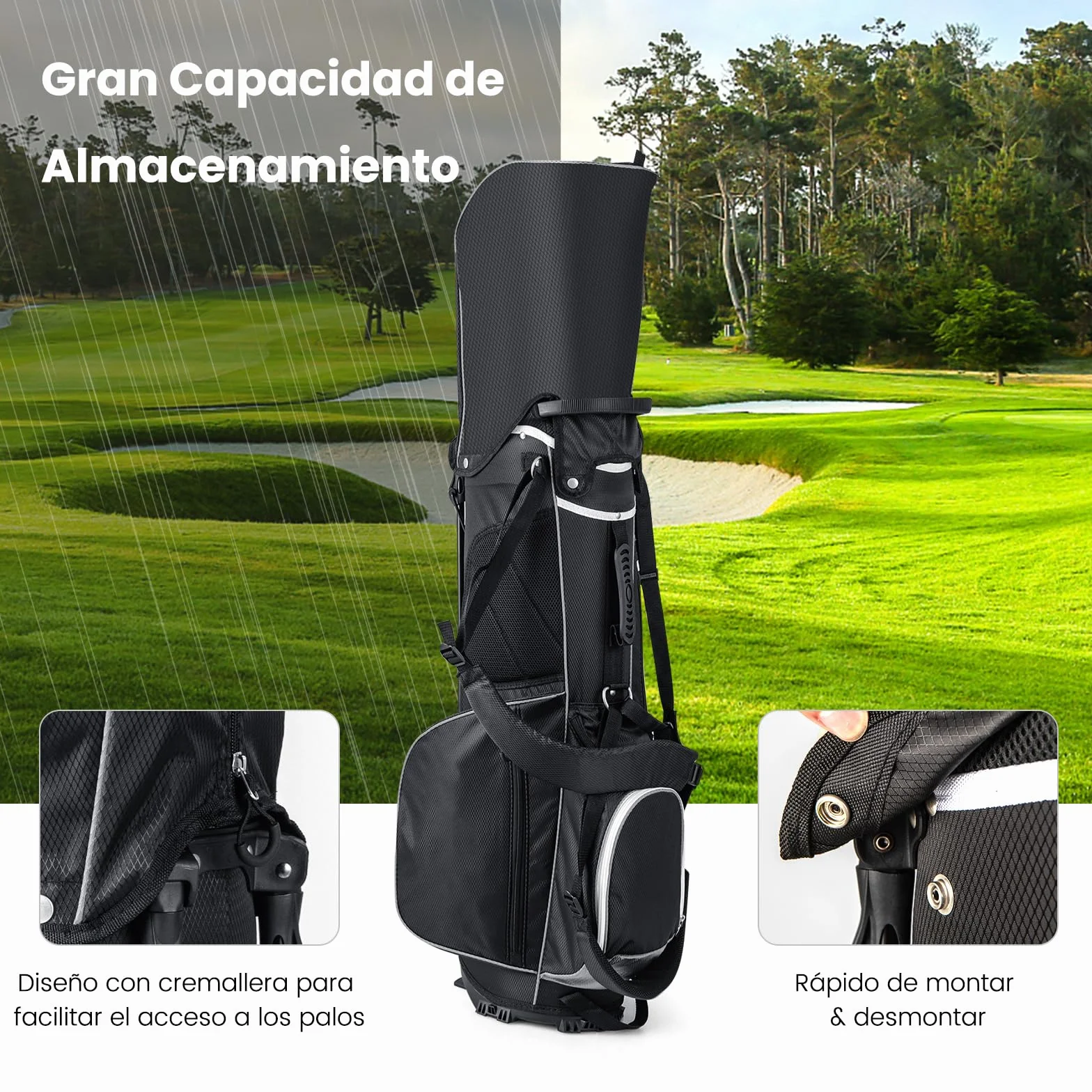 COSTWAY Bolsa Golf 14 Divisores, 6 Bolsillos, Correa Doble, Capucha Lluvia, 2,3 Kg