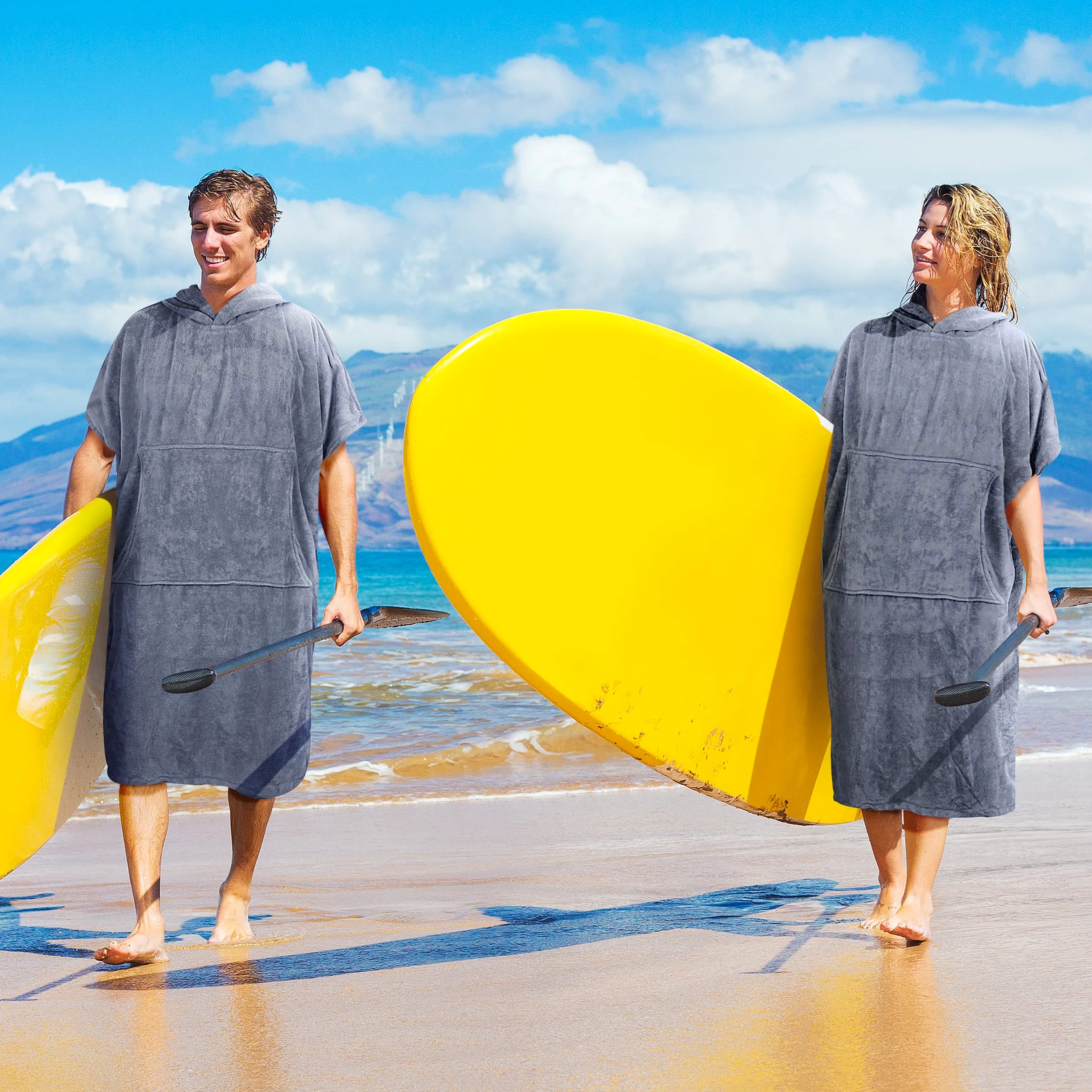 Surf Poncho Toalla con Capucha para Adultos Mujeres Hombres Microfibra Playa Poncho para natación baño Traje de baño cambiante