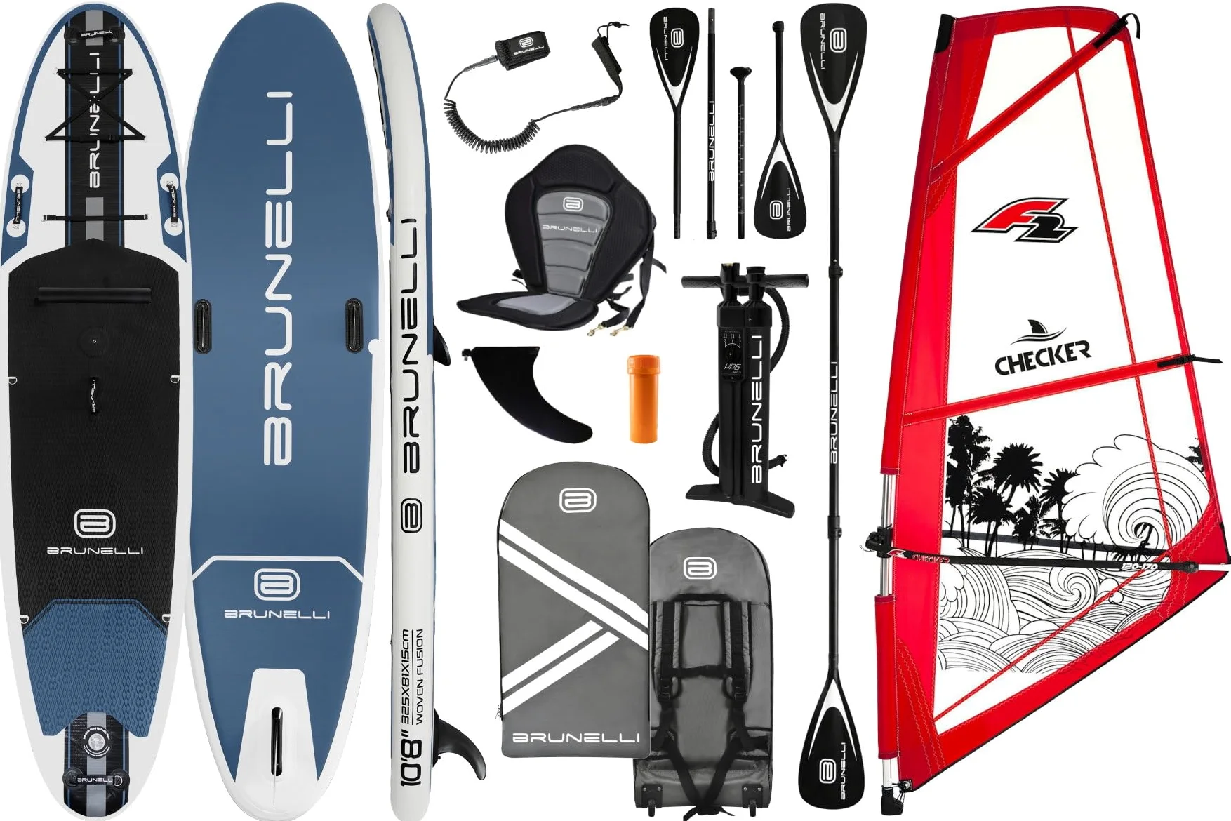BRUNELLI 10.8 Windsurf Woven - Tabla de surf hinchable de doble capa, 4,5 m²