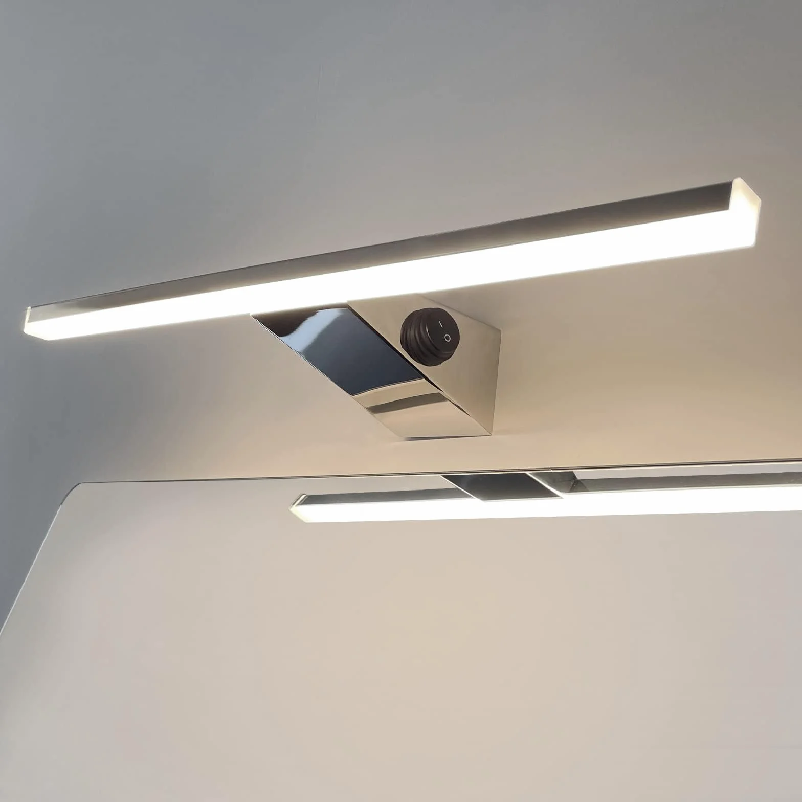 Aplique Espejo Baño con Interruptor Acero Inoxidable 40 cm 10 W 800 lm Blanco Neutro 4000 K IP44 Impermeable