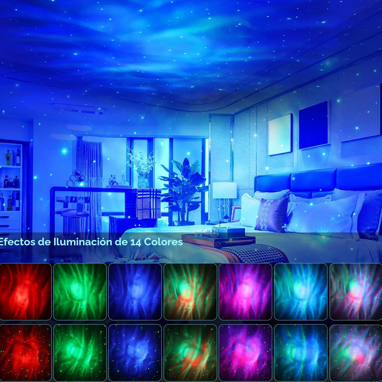 Proyector Estrellas LED Galaxia con Control Remoto, Brillo y Velocidad Ajustables