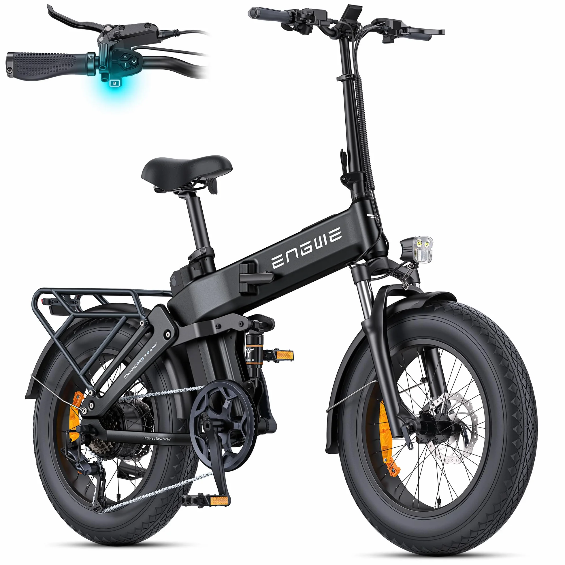ENGWE Bike Plegable, Batería De 48 Vy 15 Ah Autonomía De hasta 130 km, Sensor De Par Y Diseño Plegable con Frenos Hidráulicos Y Aplicación para Todo Tipo De Terrenos, Engine Pro 3.0 Boost