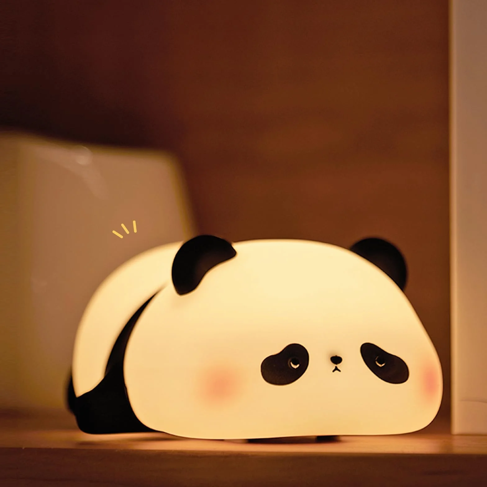 Luz Nocturna Infantil Panda de Silicona, Ajustable 3 Niveles Brillo 30Min Temporizador, USB Recargable LED Lámpara Regalo Niños