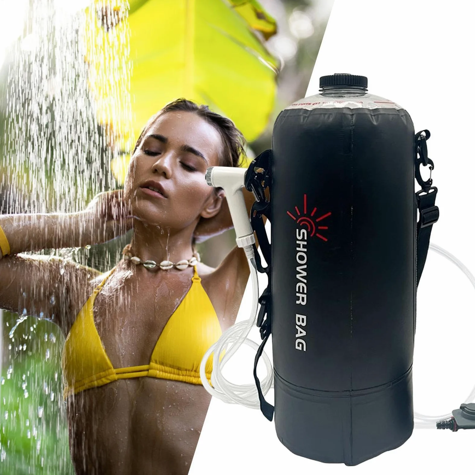 Ducha Camping Al Aire Libre Manguera Desmontable, Alcachofa Intercambiable, | Duchas Solares Portátiles Para Acampar Cabezal Intercambiable para Senderismo, Natación, Aire Libr