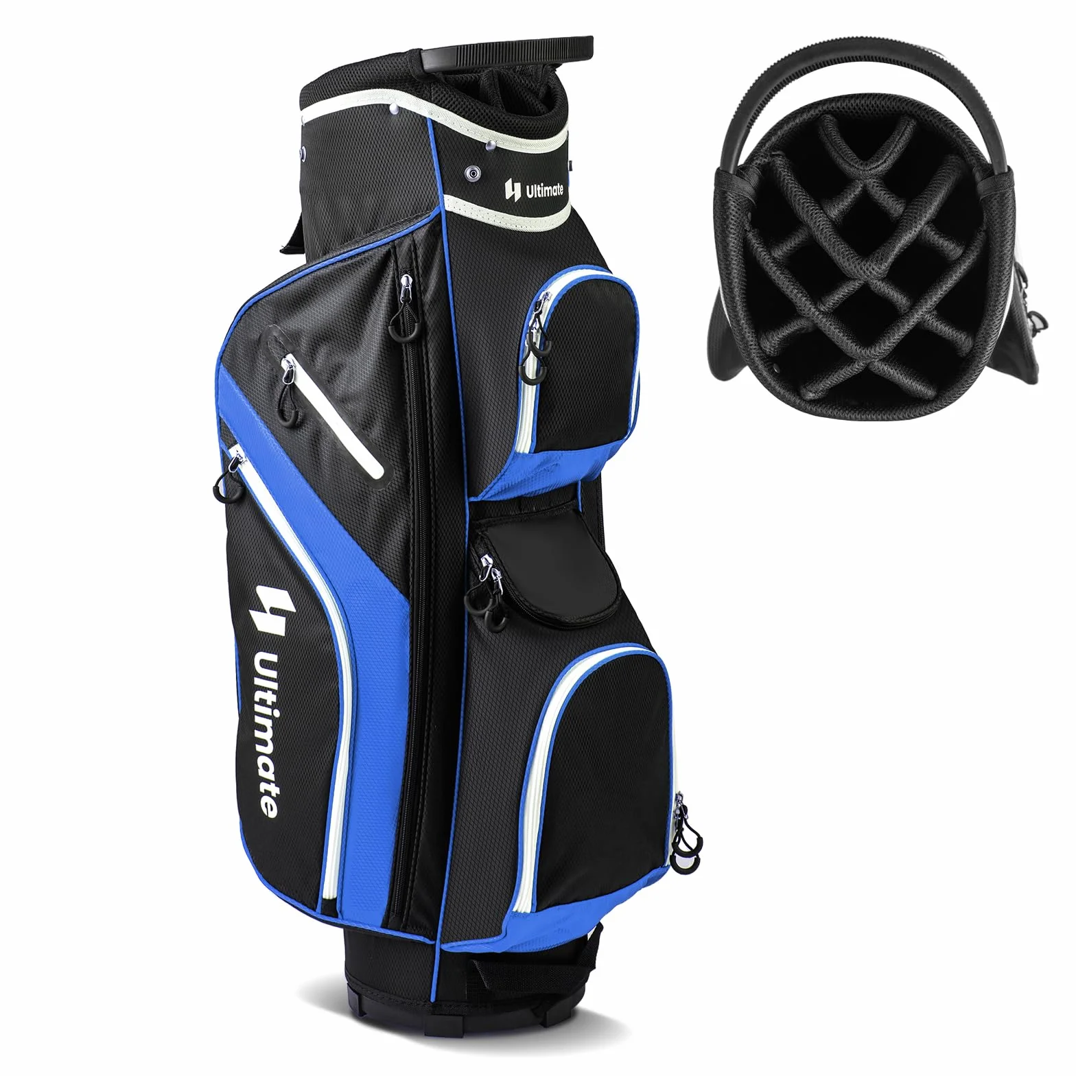 COSTWAY Bolsa de Golf, Bolsa de Palos de Golf con Separadores Superiores de 14 Vías, 9 Bolsillos, Enfriadora, para Zapatos, Soporte para Paraguas y Cubierta para Lluvia