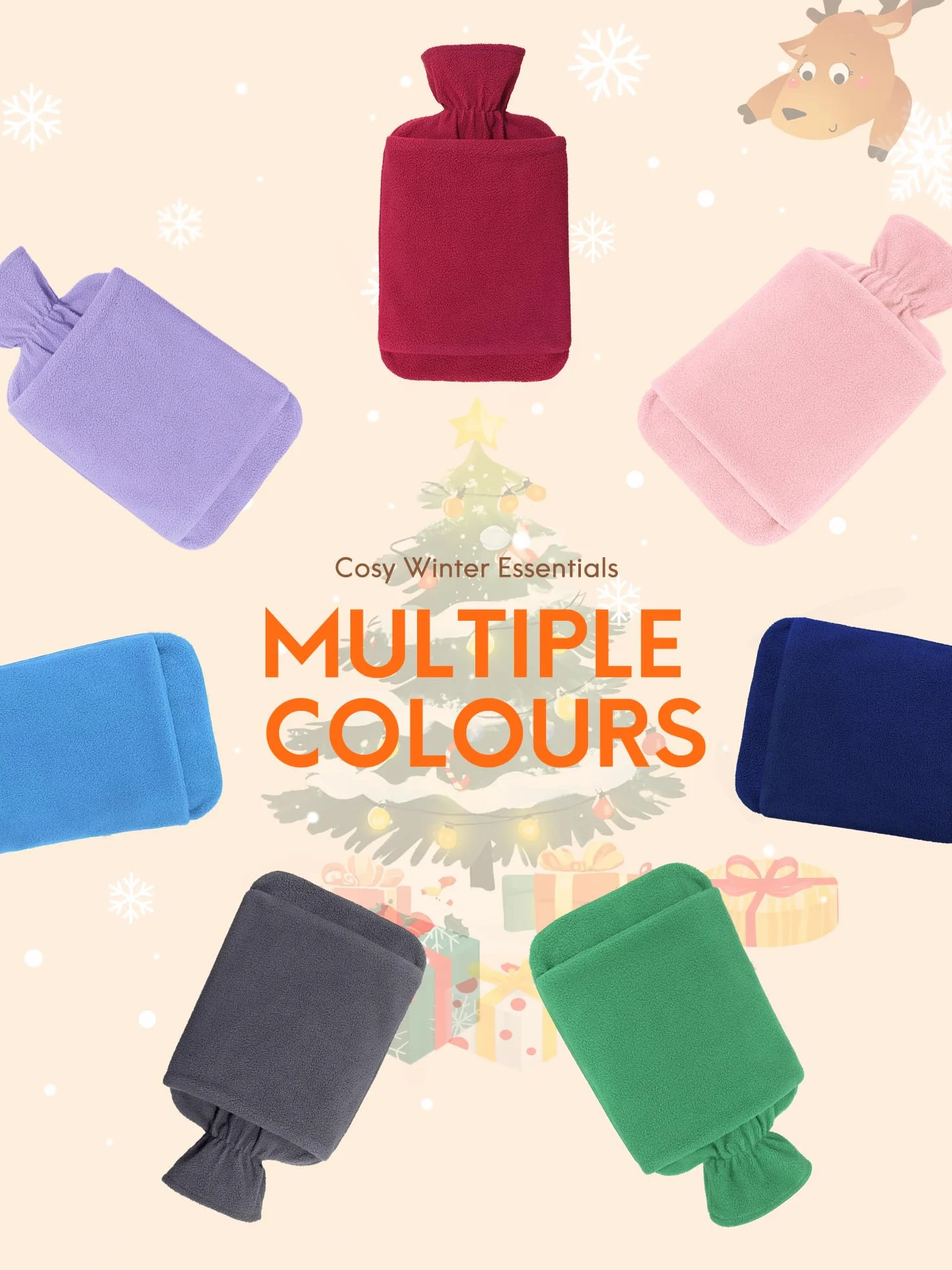 Bolsa de Agua Caliente 2L Anti Fuga con Funda Polar Morado