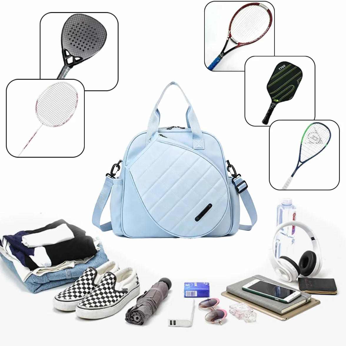TentHome Paletero Padel Mujer Hombre Ligero, Bolsa para Padel y Tenis Impermeable, Raquetero Tenis Gran Capacidad, 22L