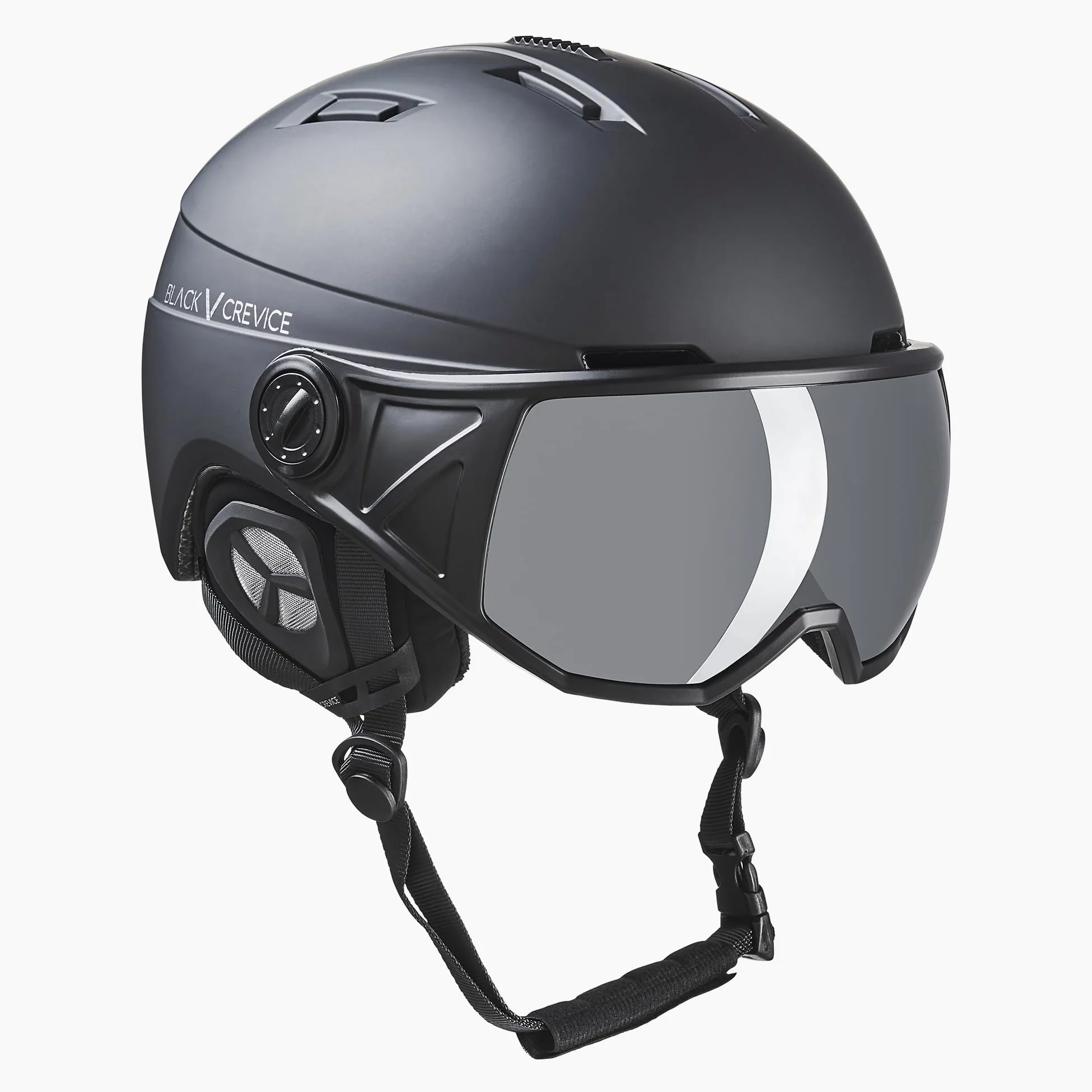 BLACK CREVICE St.Moritz - Casco de esquí con Visera, Casco de esquí Ajustable para Hombre y Mujer, Casco de esquí con Soporte para Gafas de esquí, antivaho, Casco de esquí y Snowboard con Funda
