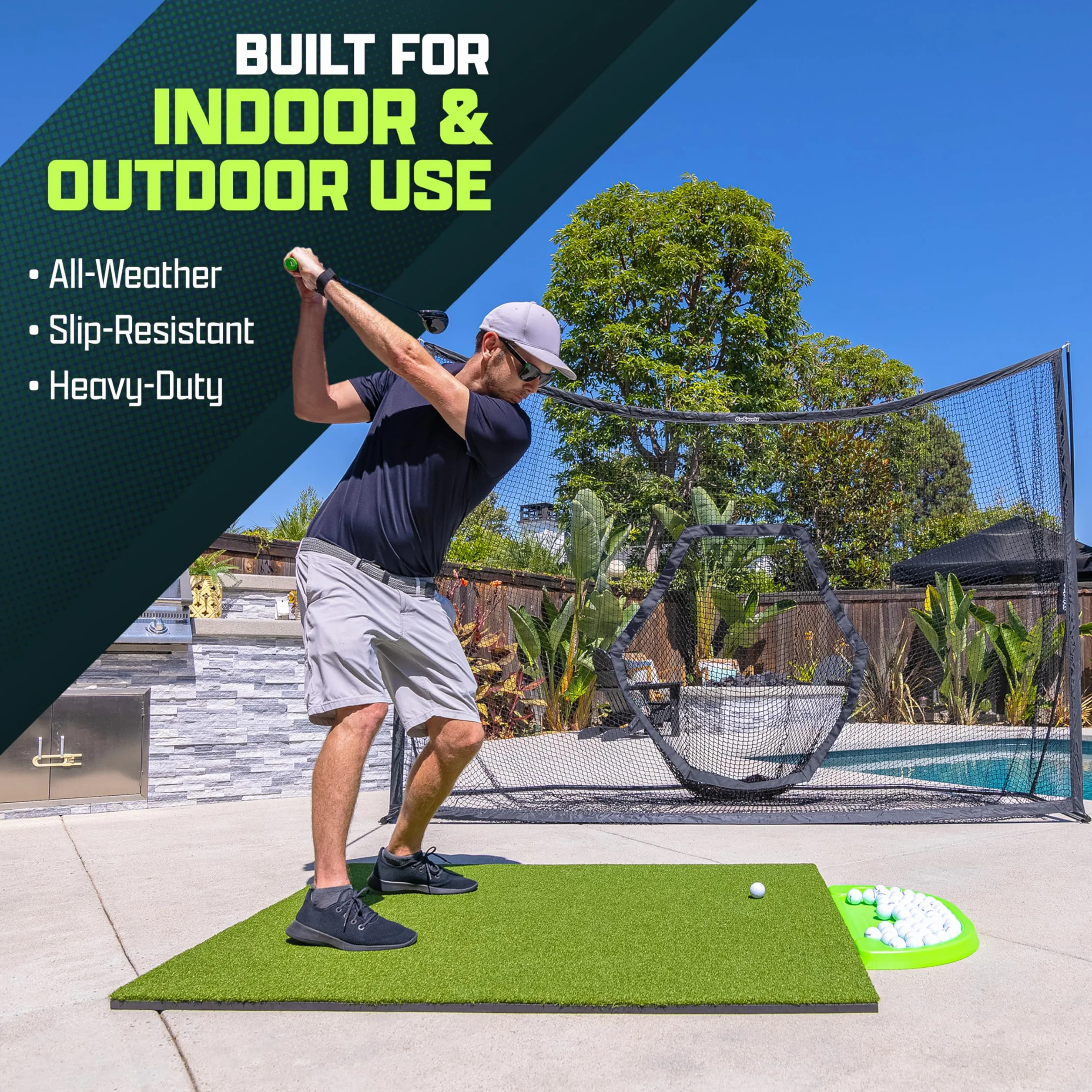 GoSports Pro - Alfombra de Golf para Practicar en Interiores y Exteriores. Esterillas de césped para Entrenamiento, simuladores de Golf y prácticas