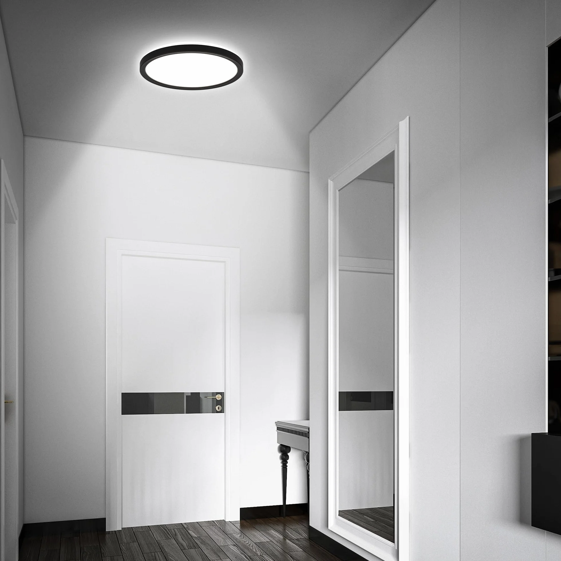 BRILONER Lámpara de techo LED con detector de movimiento IP44 24x3 cm negro