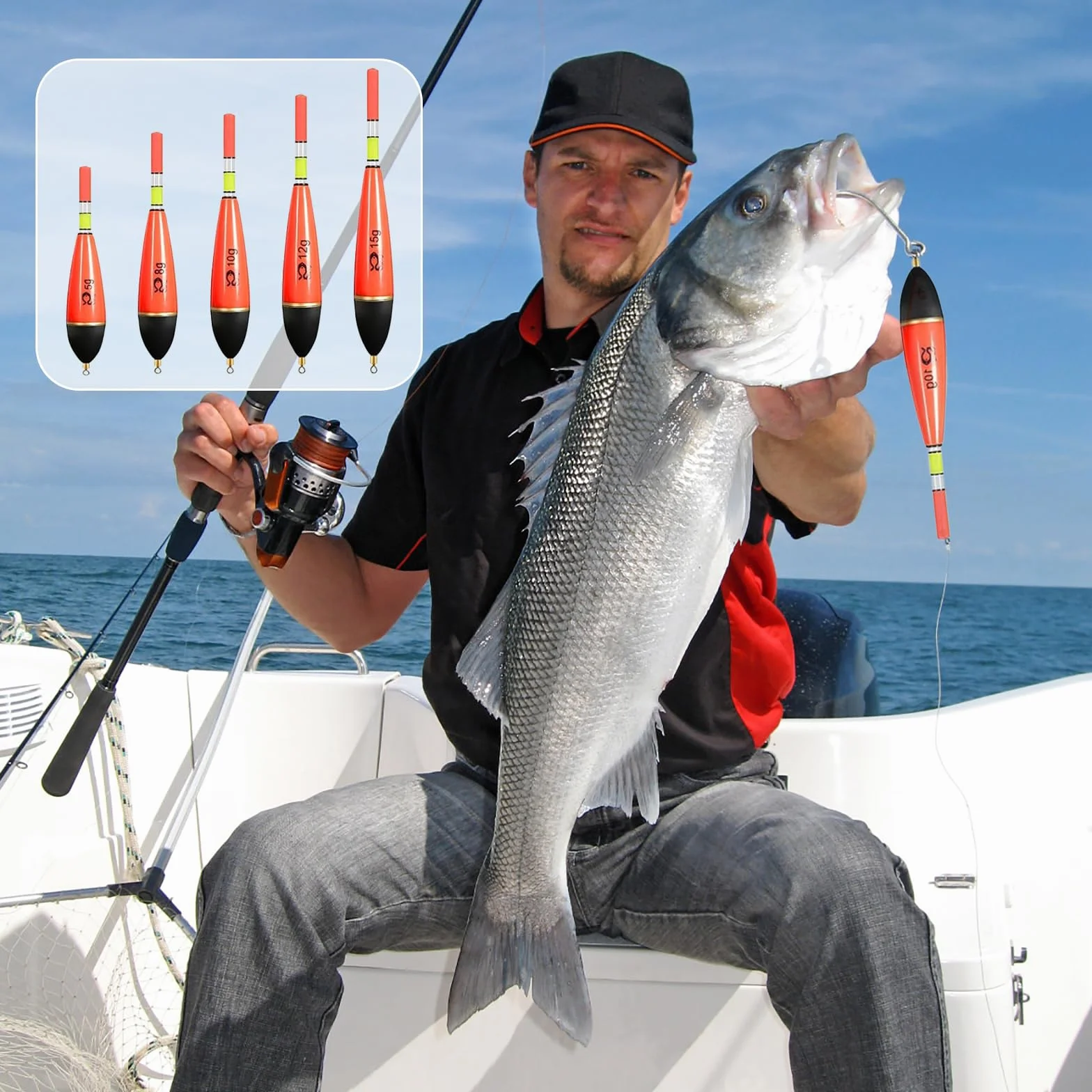 6 Piezas Juego de Flotadores De Pesca con Caja De Plomo, 5g 8g 10g 12g 15g Flotador Luminoso Brillante, Pesca ASccesorios para Diferentes Tipos De Peces como Trucha, Anguila, Carpa