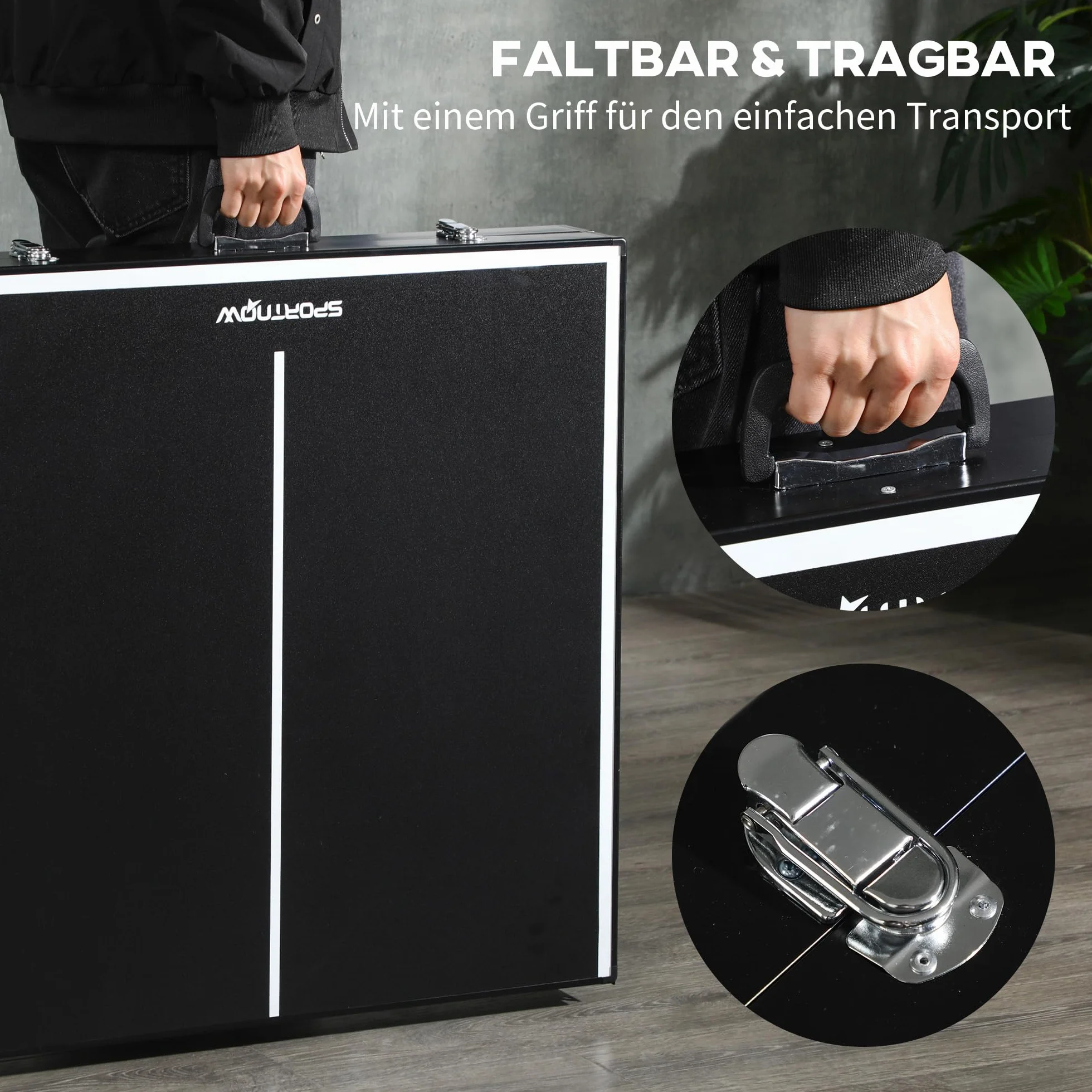 SPORTNOW Mini Mesa de Ping-Pong Plegable Mesa de Ping-Pong Mesa de Ocio con Red de Ping-Pong Mango Juego de Ping-Pong Juego de Interior para el hogar Aluminio Negro