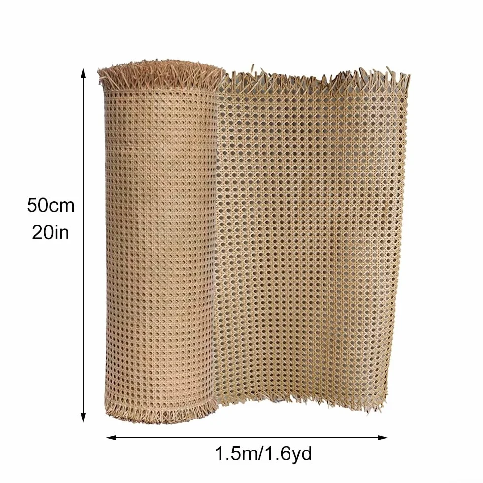Rollo de malla de ratán, rollo de cincha de caña de ratán natural para muebles, sillas, armarios y techos (50 x 150 cm)