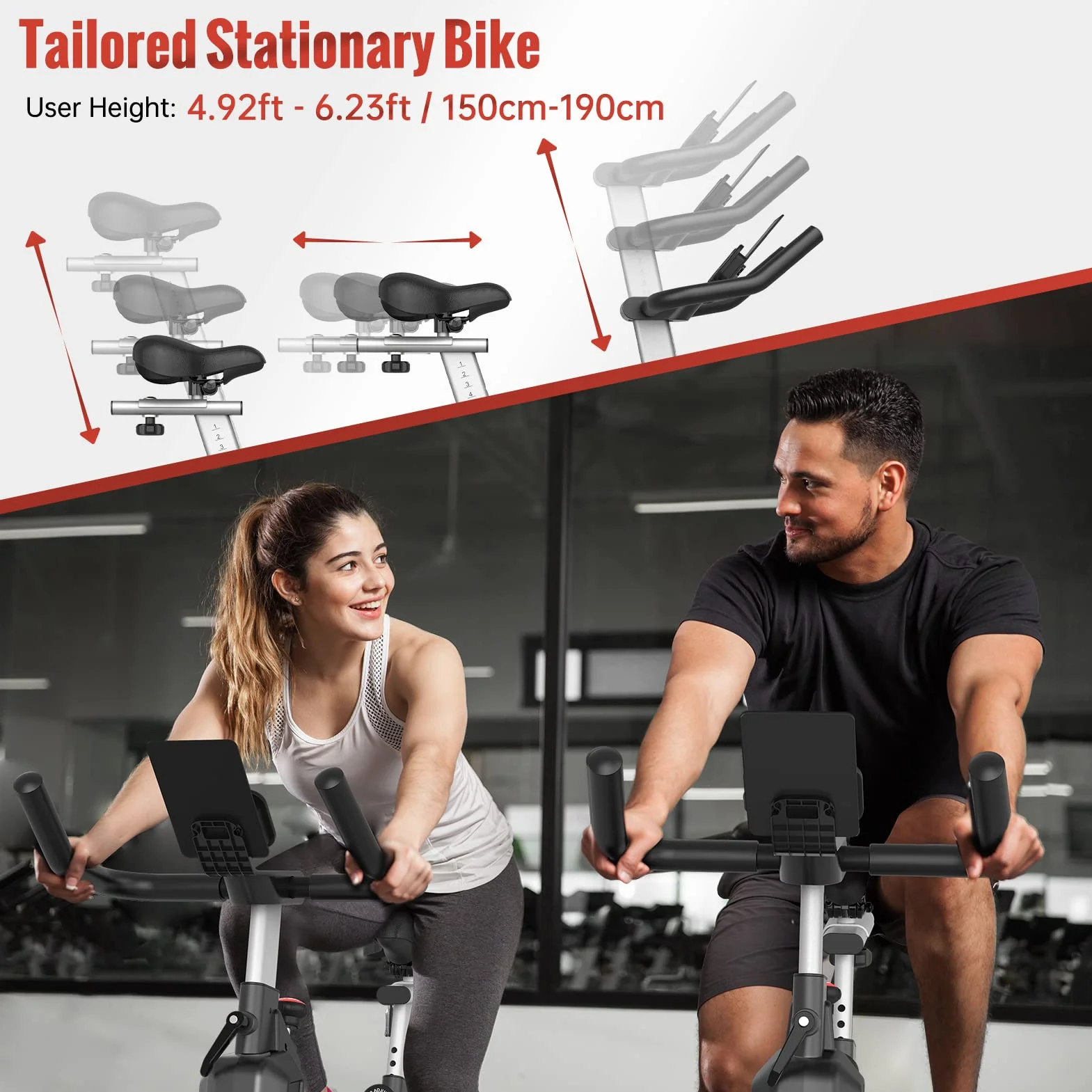PASYOU Bicicleta Estática Magnética para Bici en Casa con Correa de Transmisión con Pantalla de RPM y Soporte para IPAD - Capacidad de Peso de 150 KG Negro