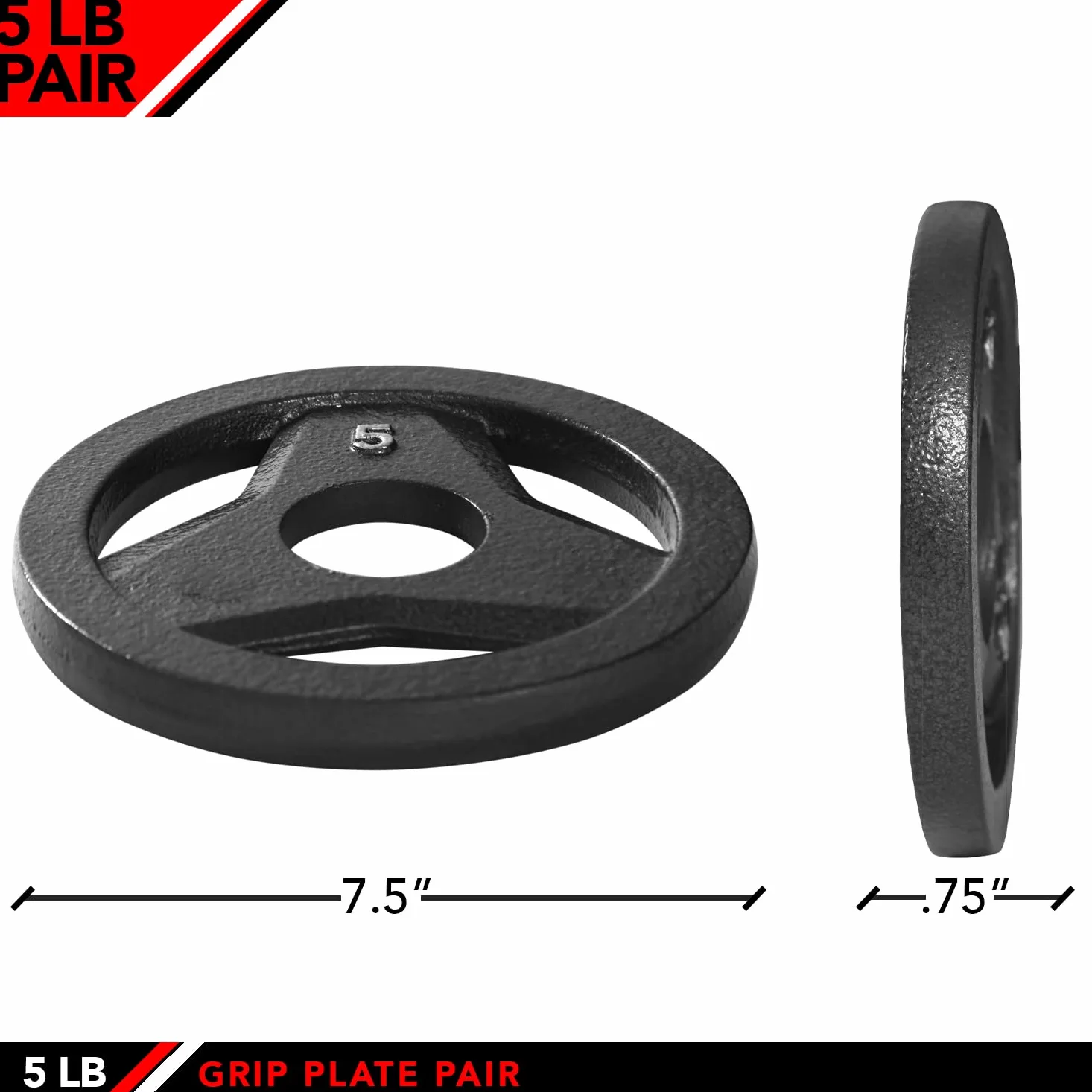JFIT Olympic - Placa de agarre de hierro fundido de 2 pulgadas o placas de goma de 2 pulgadas para barra, individual o par, 6 pesos disponibles (2.5 libras a 45 libras) para entrenamiento de fuerza,