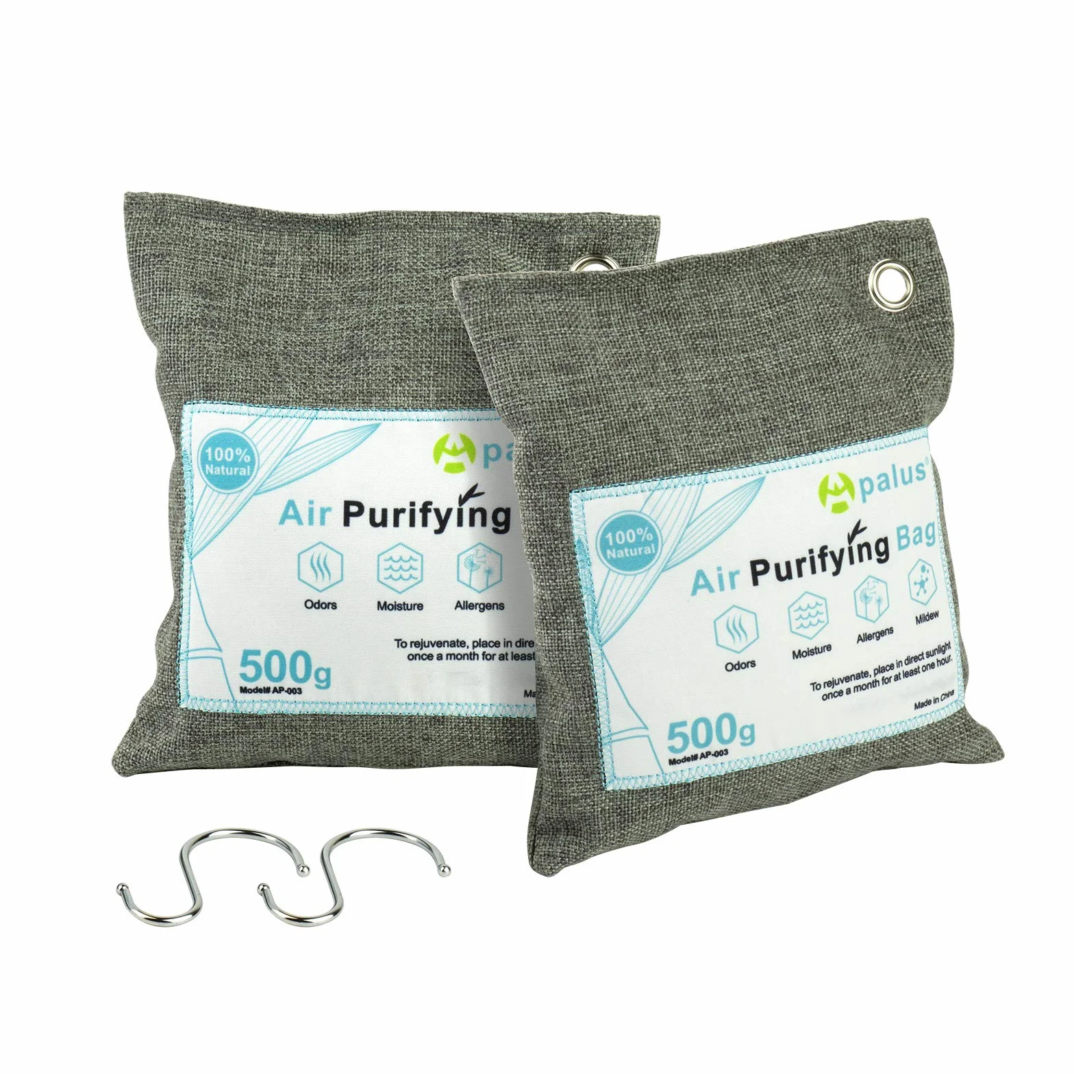 Apalus Bolsa de Carbón Activo de Bambú Deshumidificador Purificador de Aire 500G x2