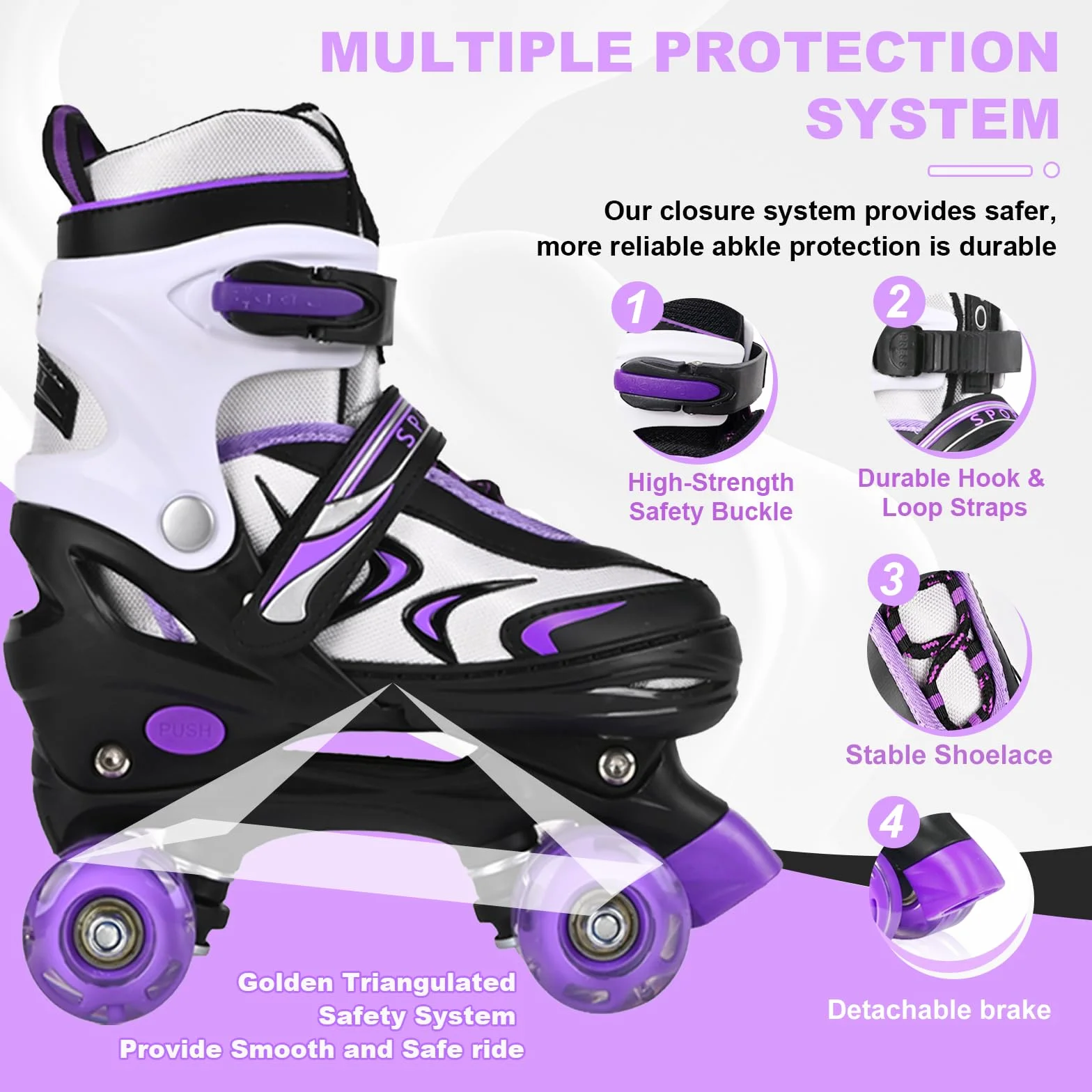 Patines Ajustables para Niños con Ruedas Luminosas, 4 Tamaños